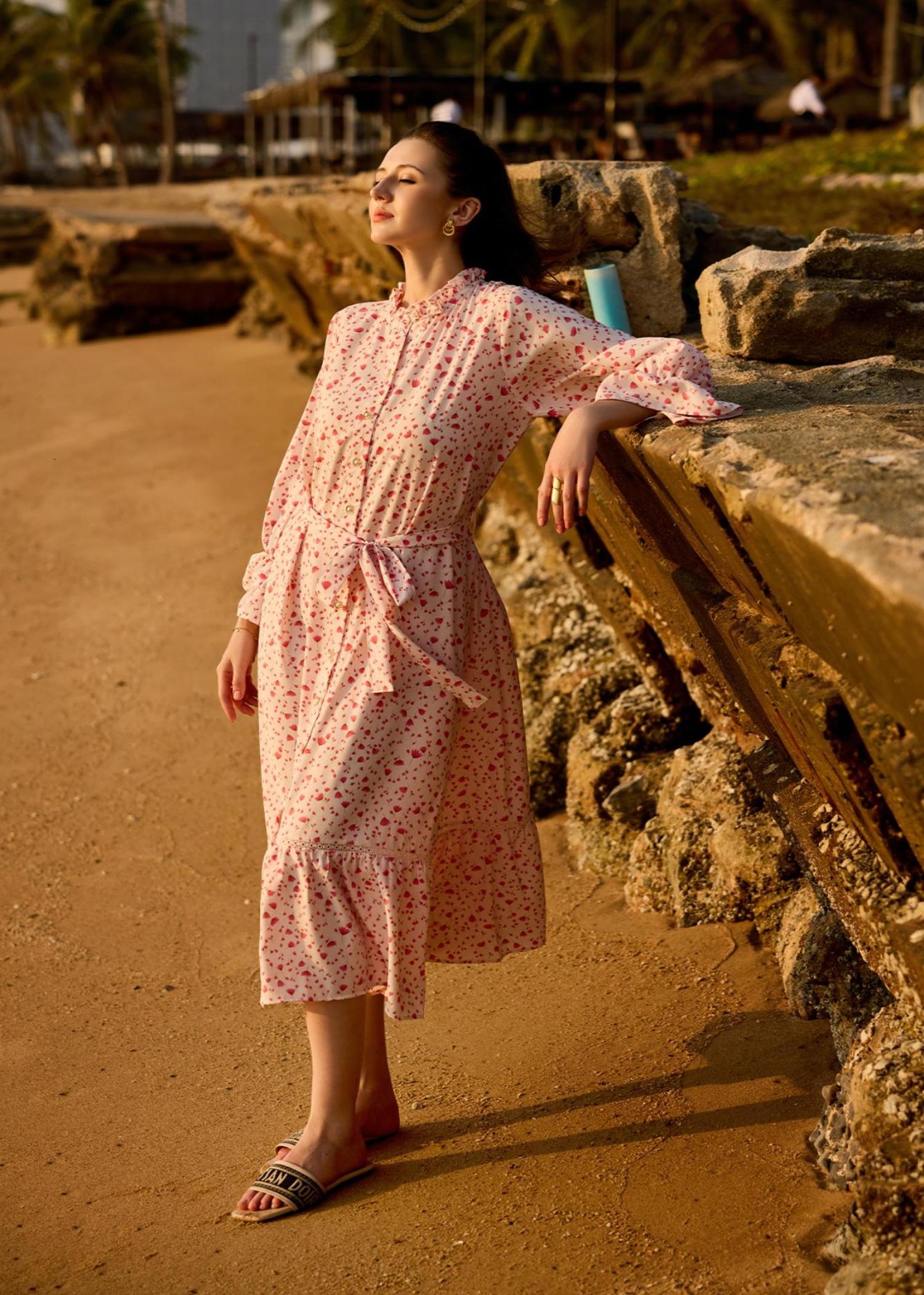 crepe Dress in Blush pink