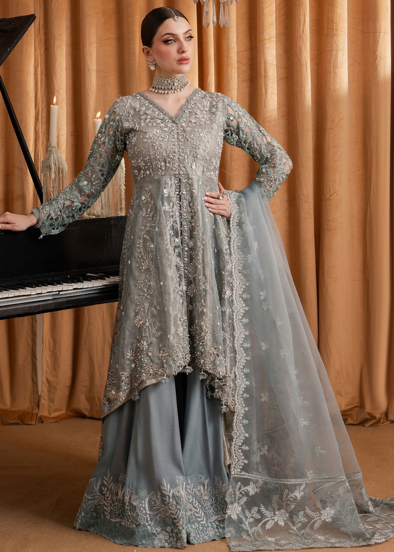 organza Sharara in Grey
