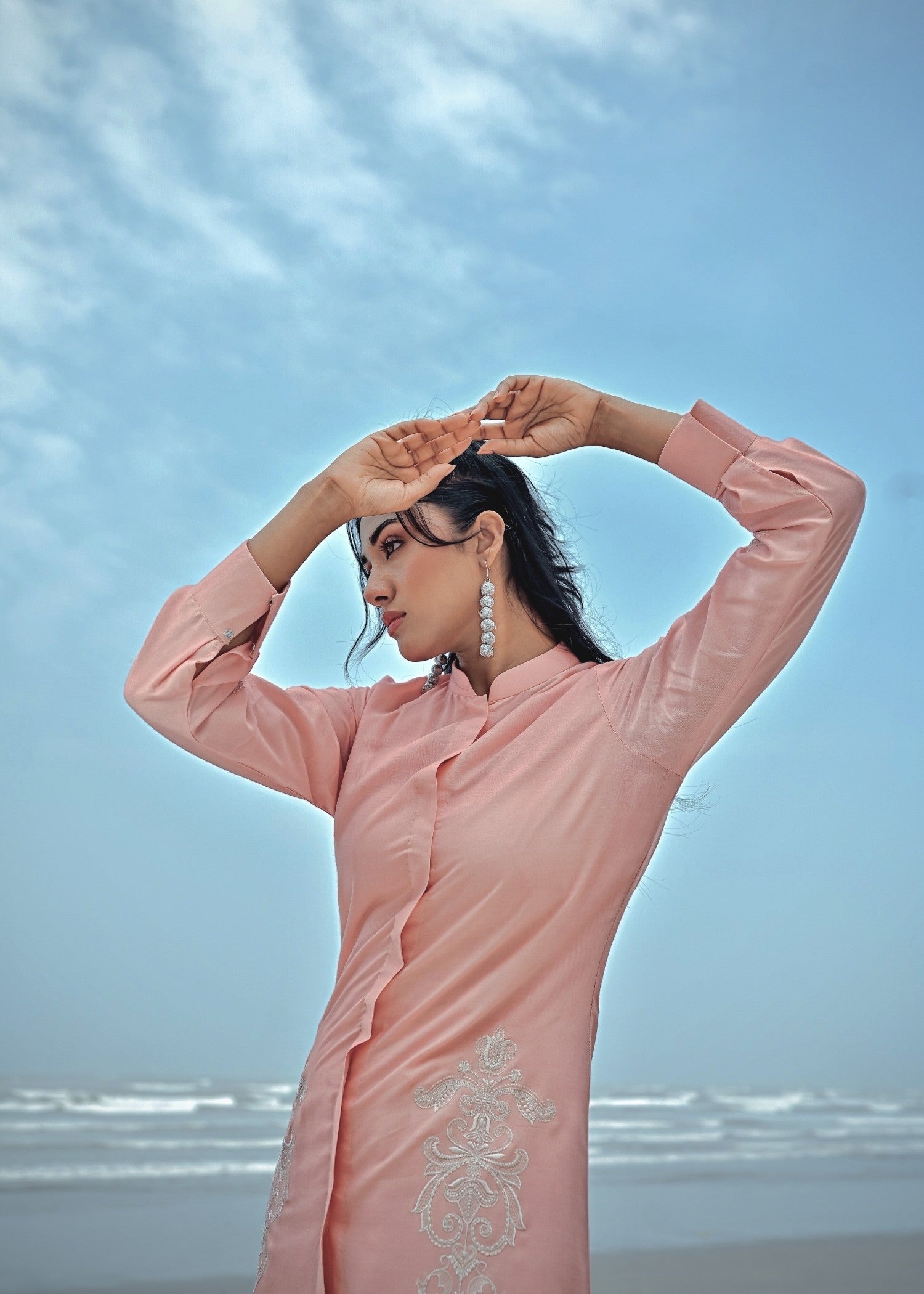 cotton viscose Kurta Set in Blush pink