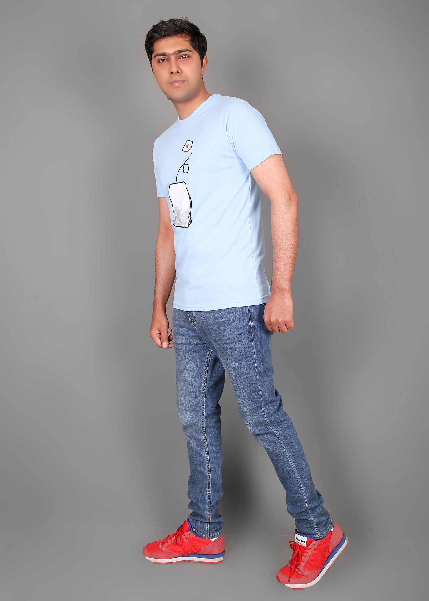 single jersey knit T Shirt in Aquamarine