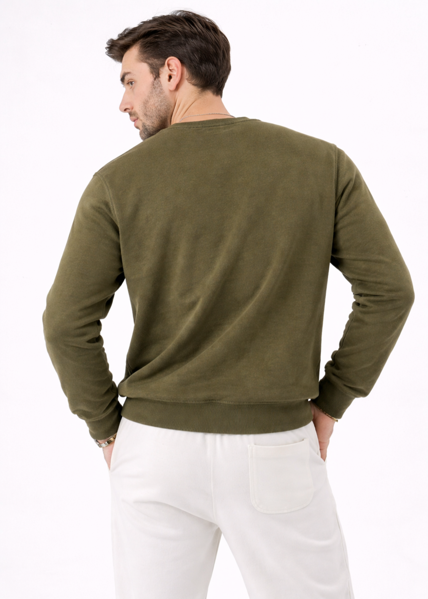 fleece Sweatshirt in Olive green