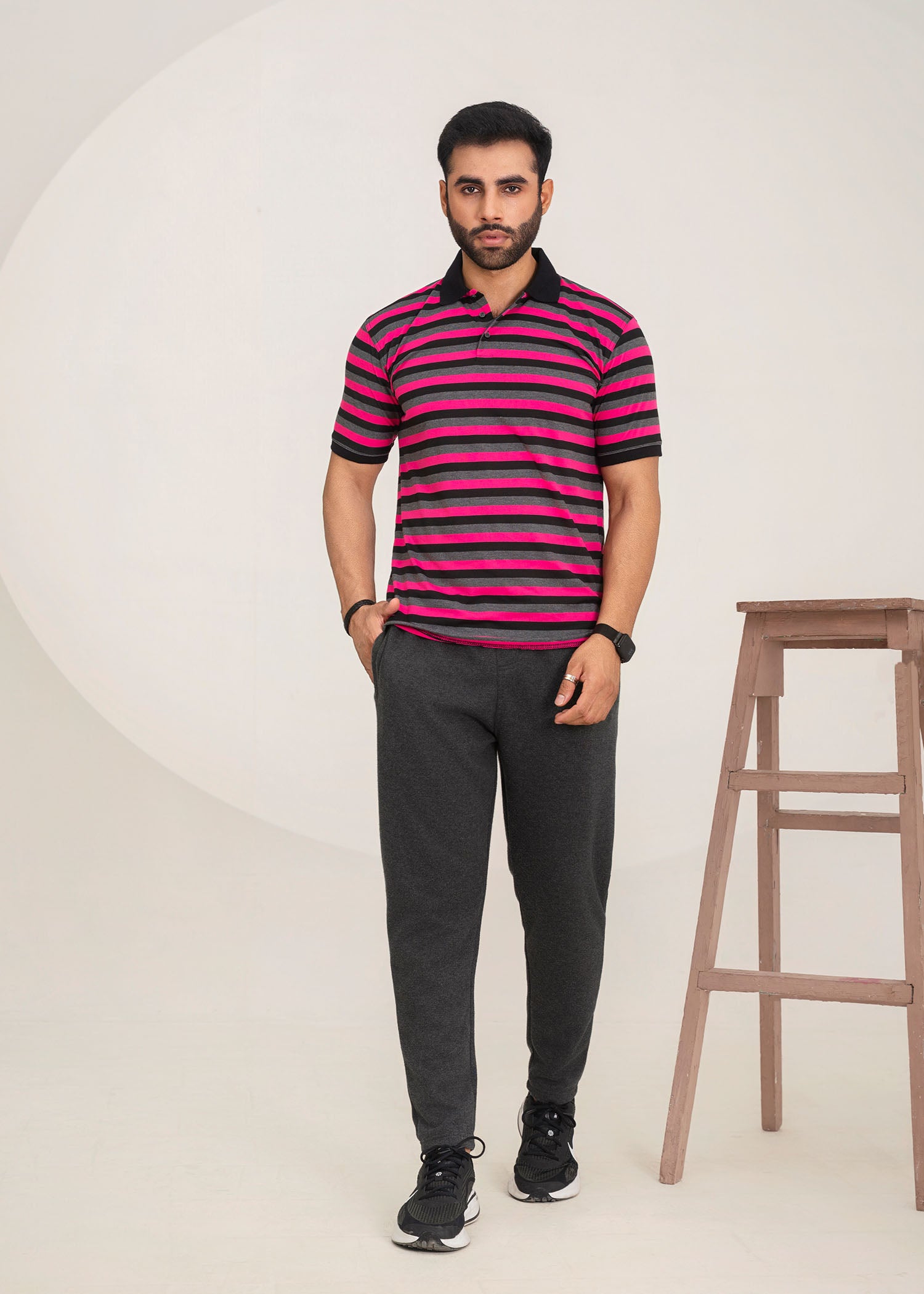 cotton Polo Shirt in Hot pink
