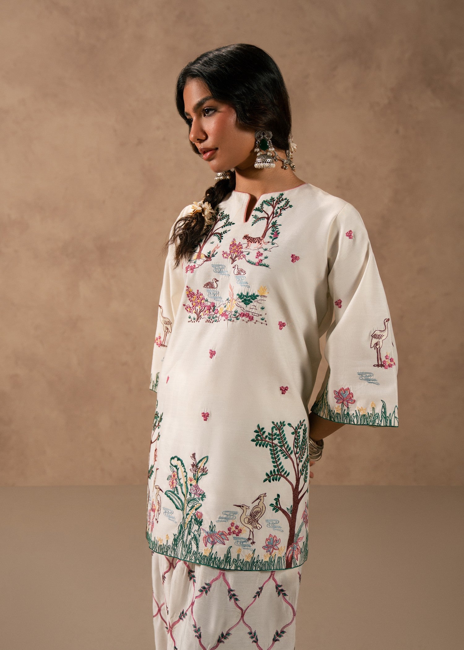 viscose thai silk Kurta Set in Off-white