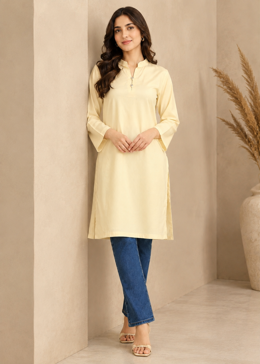 lawn Kurti in Cream