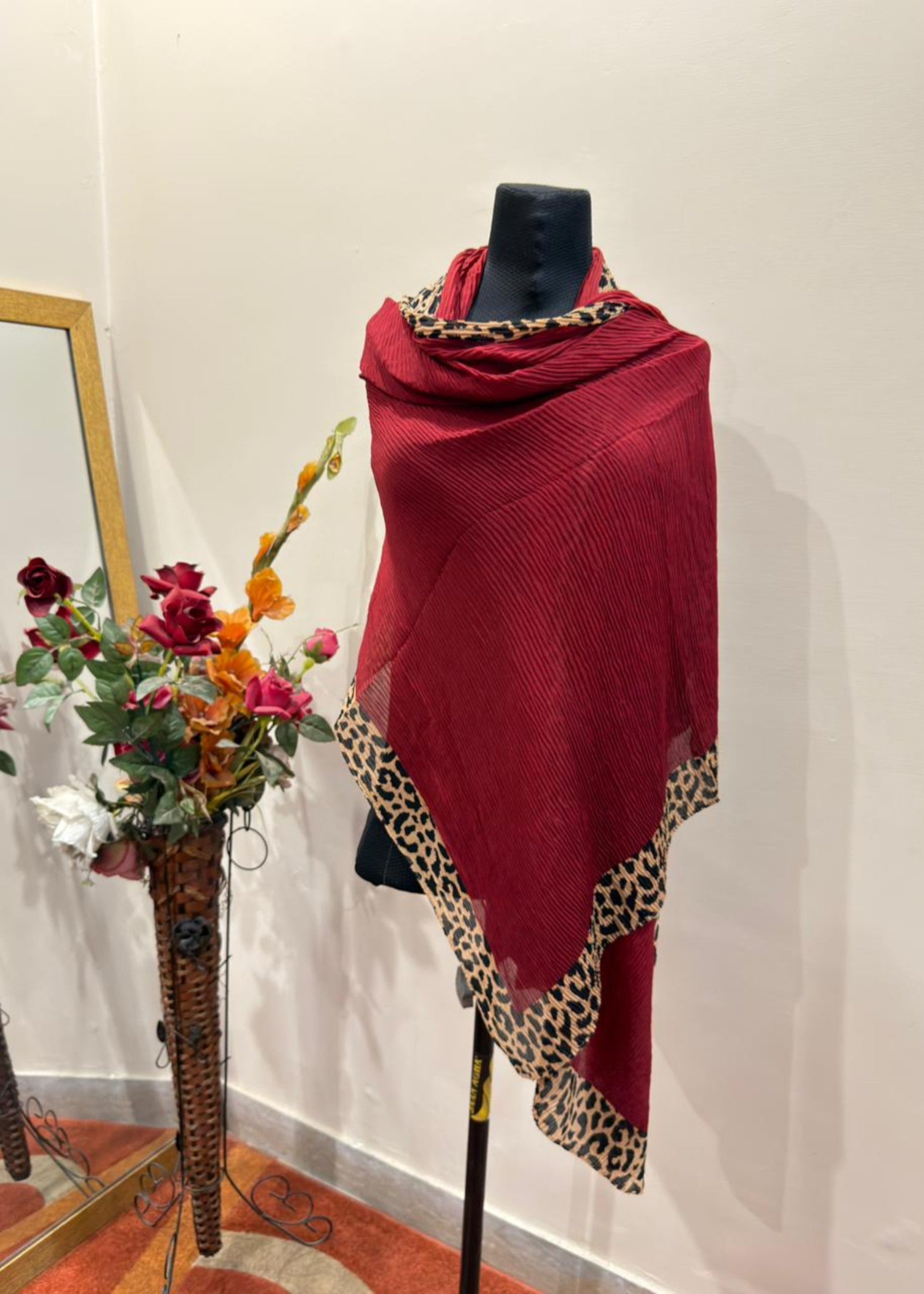 textured lawn Hijab in Cardinal red