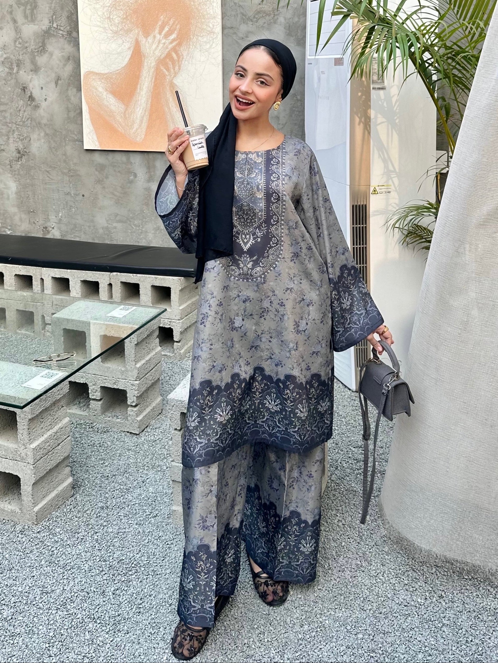 viscose raw silk Co Ord Sets in Steel blue