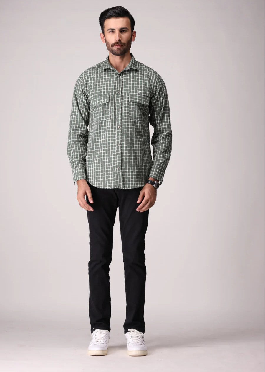 flannel Casual Shirt in Grey