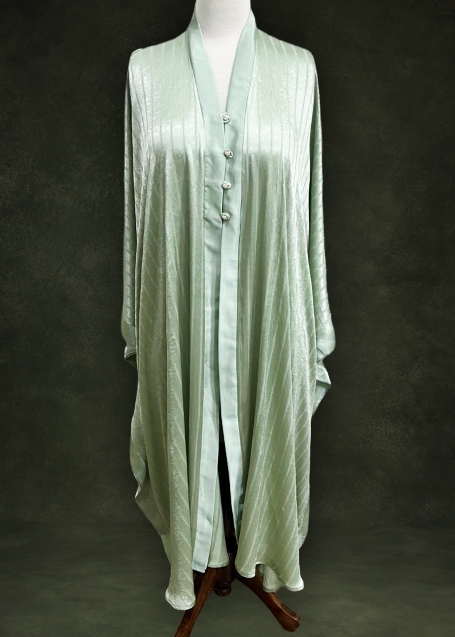 poly silk Abaya in Pistachio green