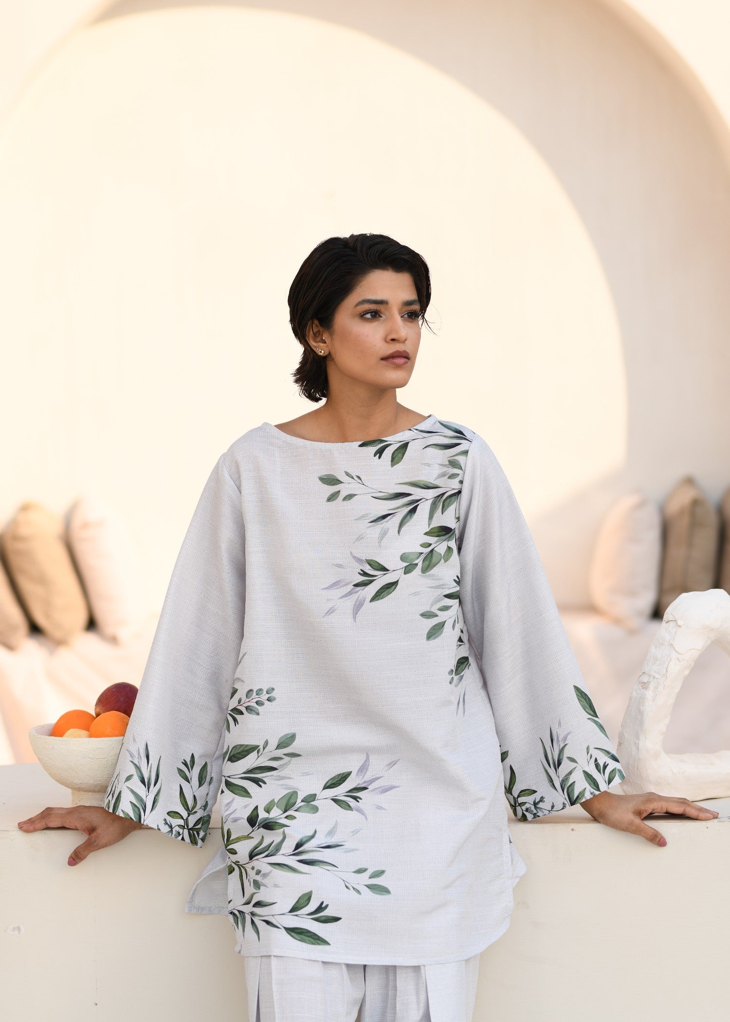 fine khaddar Co Ord Sets in Pastel grey