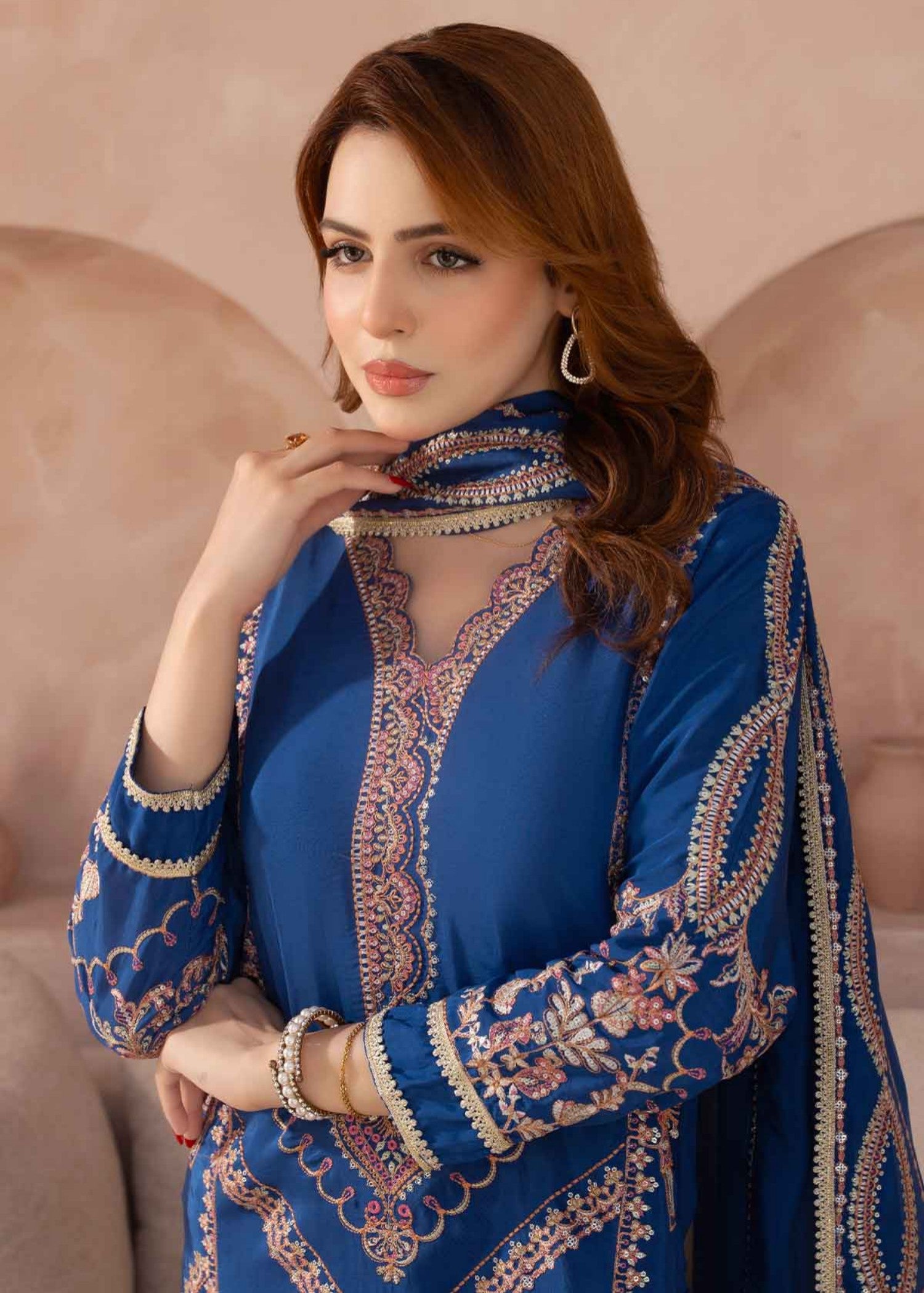 silk grip Kurta Set in Navy blue