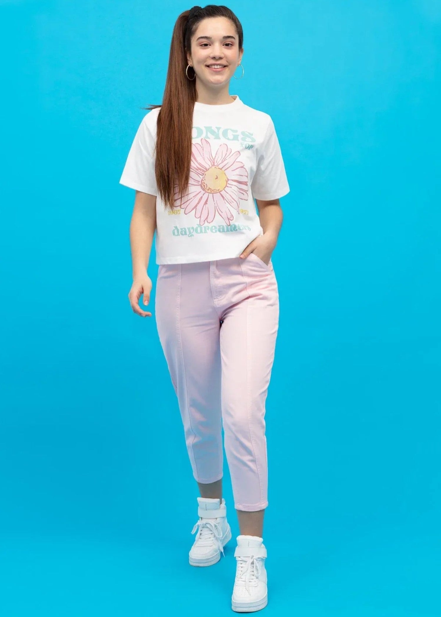 cotton Jeans in Light pink