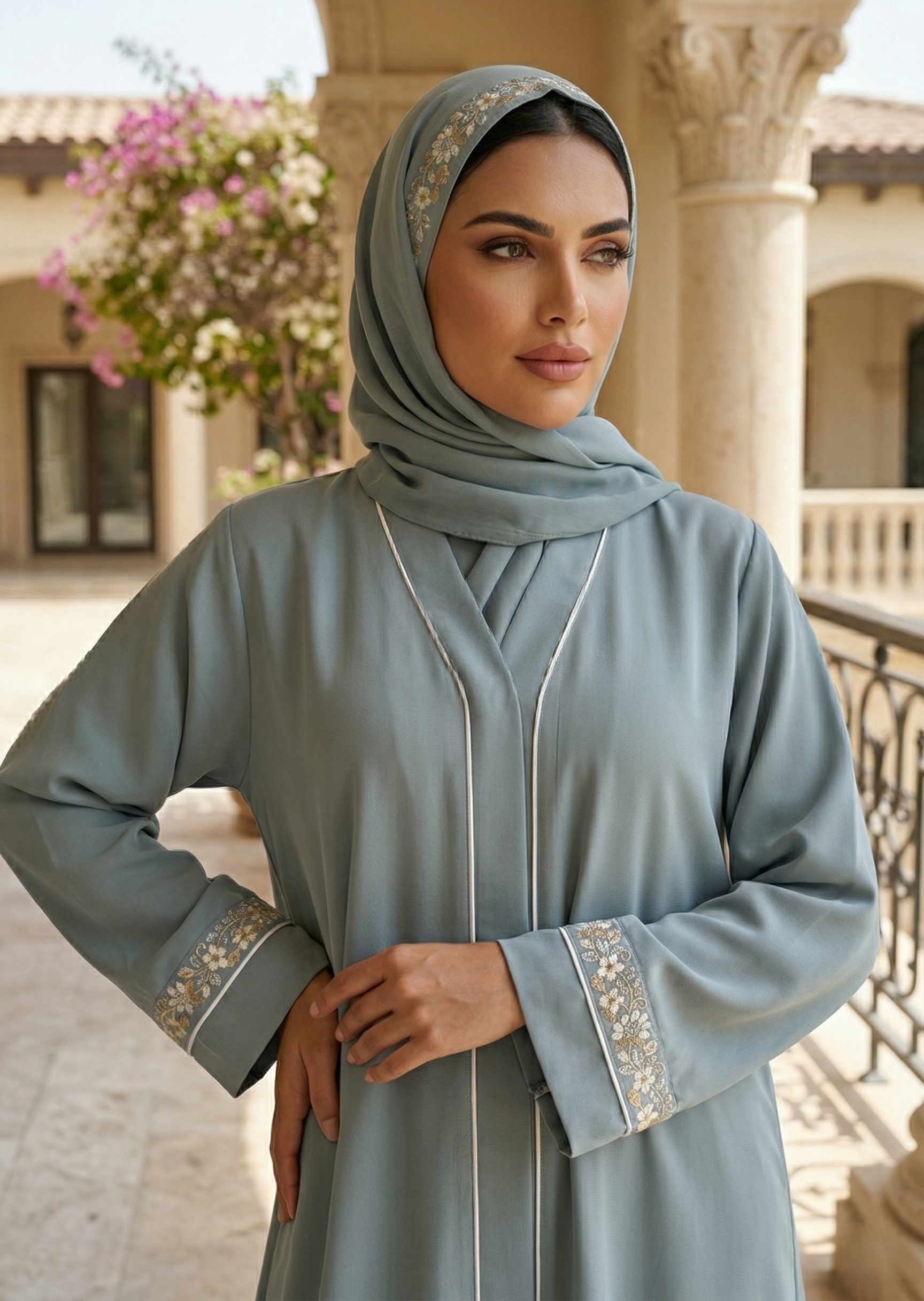 nidha Abaya in Sky blue