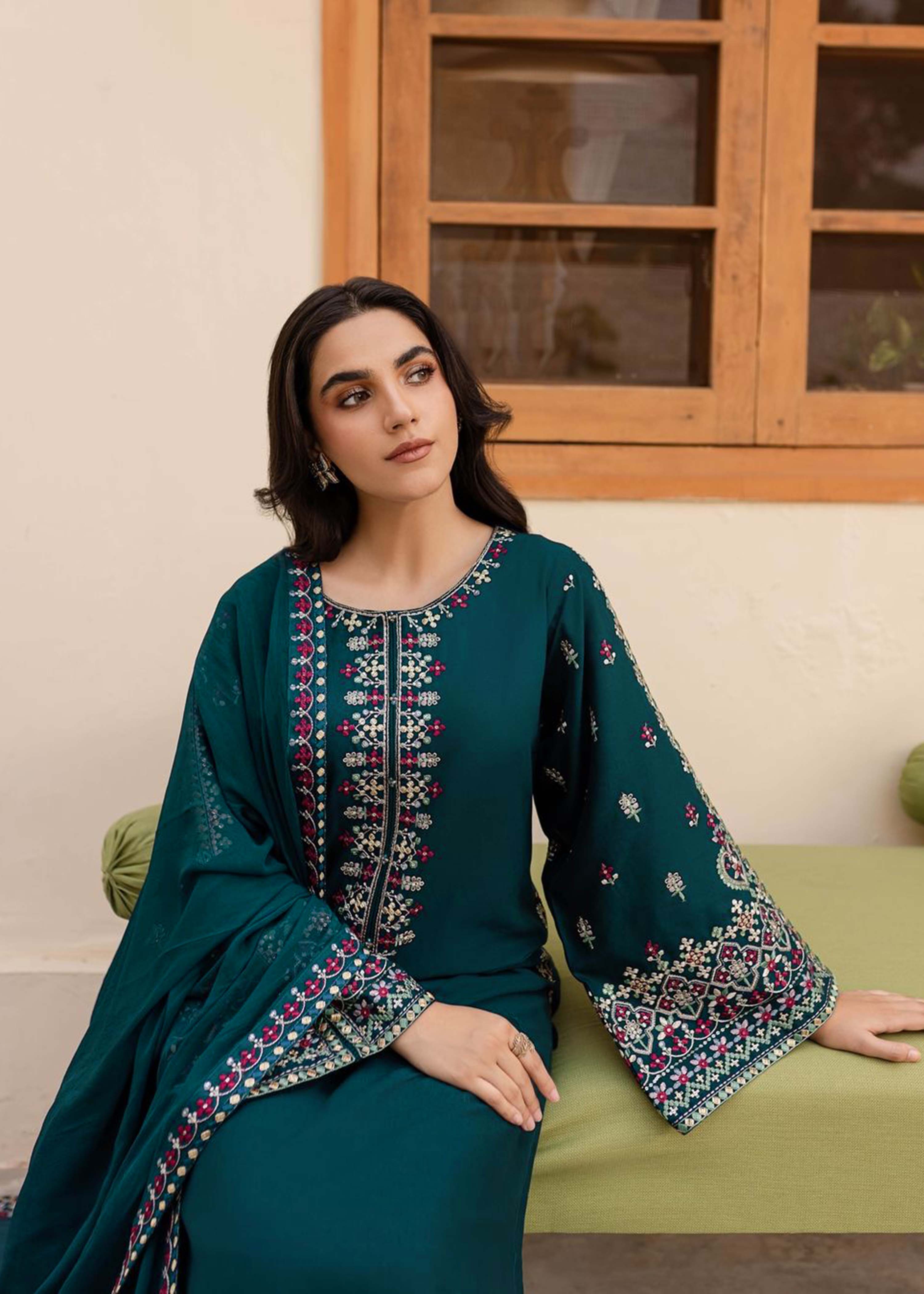 cotton Kurta Set in Teal