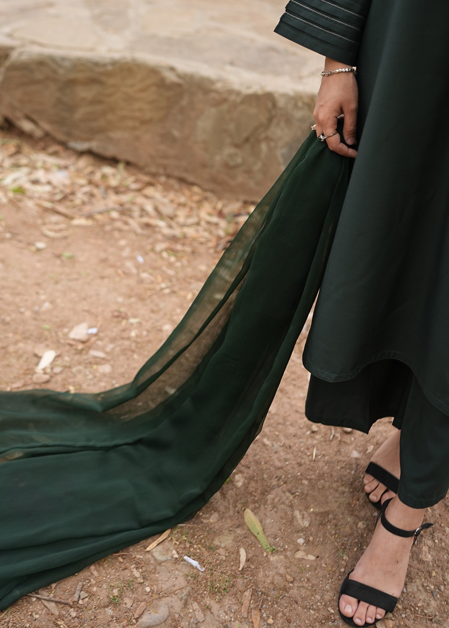 wash & wear Kurta Set in Bottle green