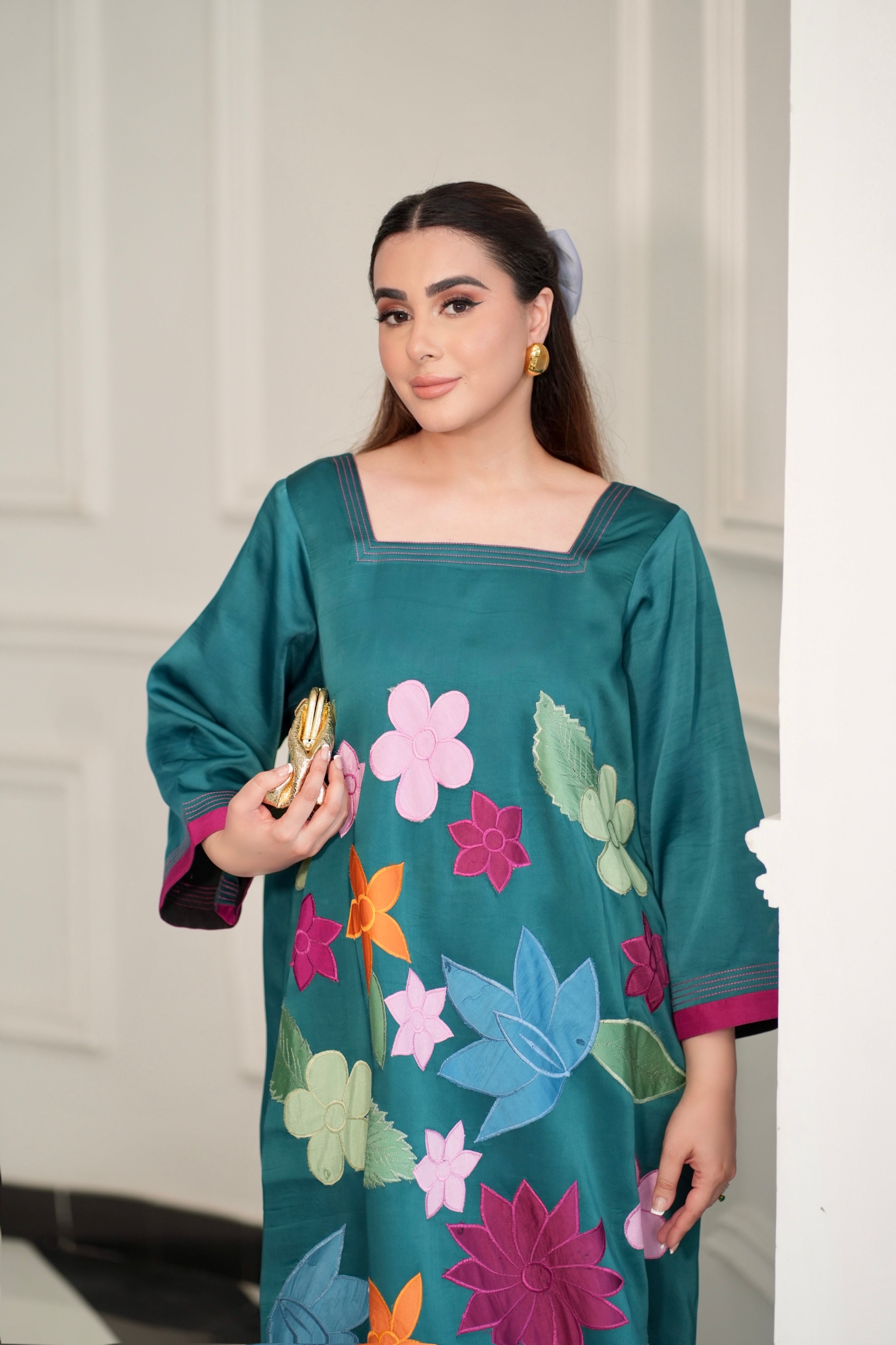 viscose Kaftan in Teal
