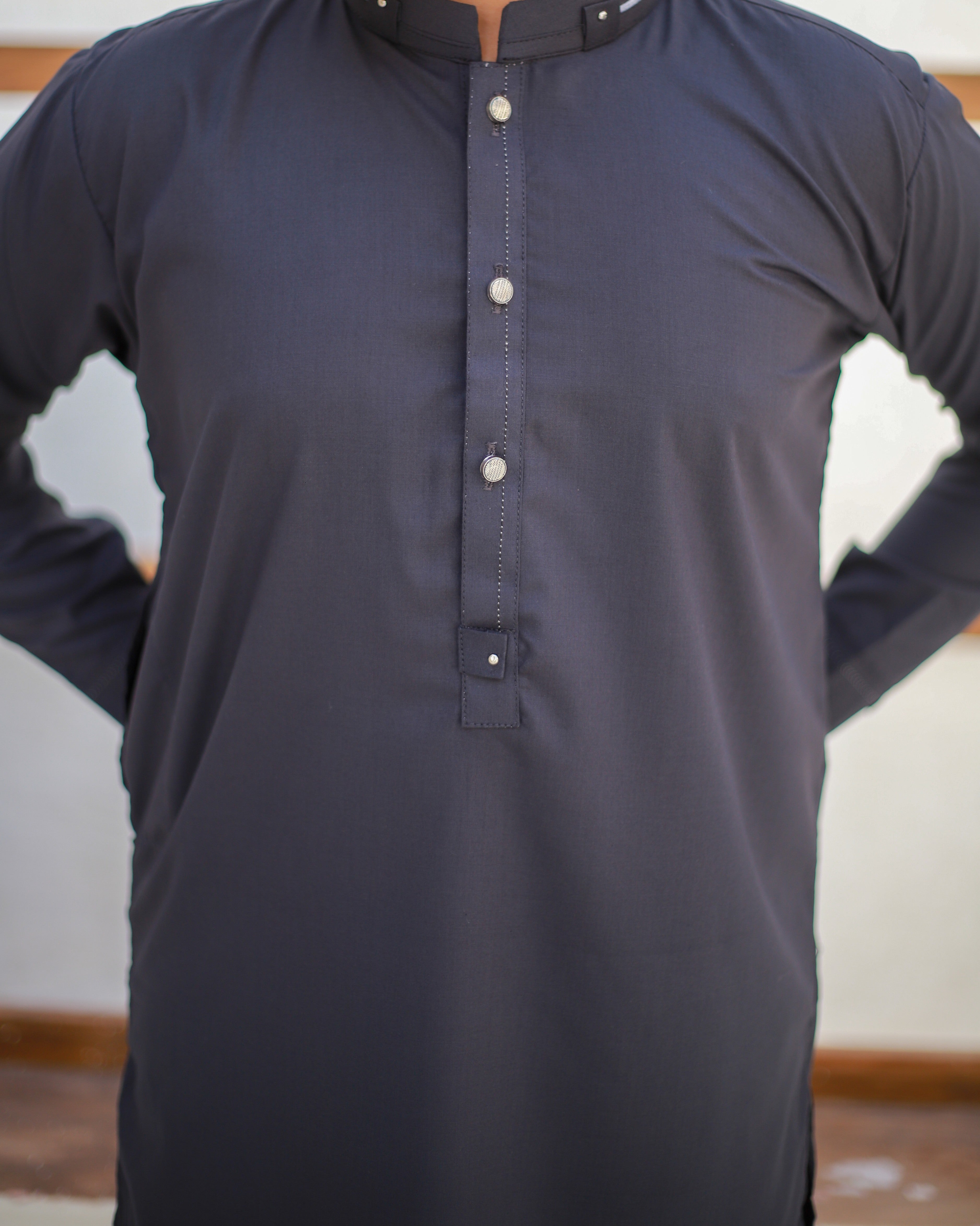 wash & wear Kurta Set in Graphite