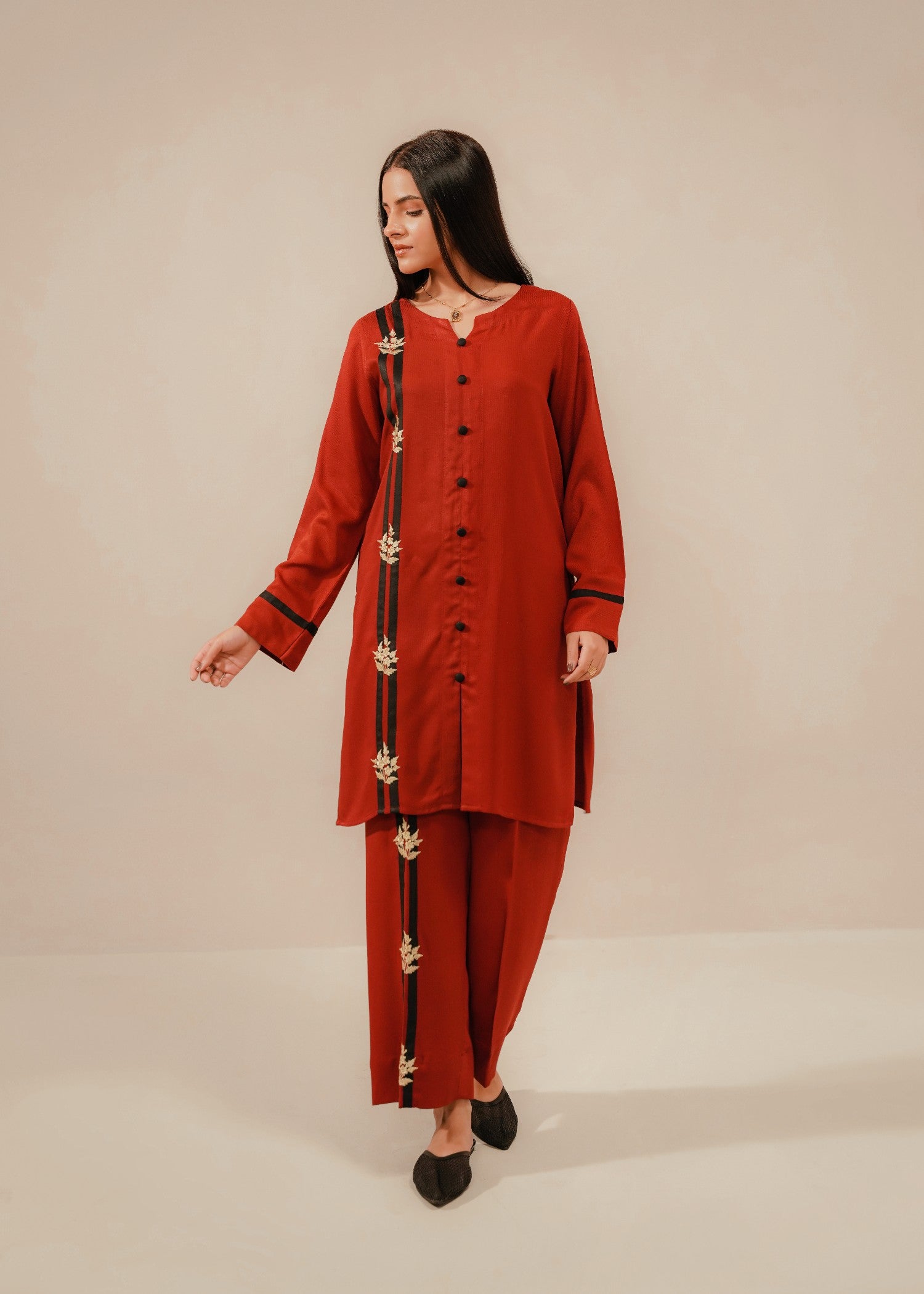 corduroy Co Ord Sets in Ruby red