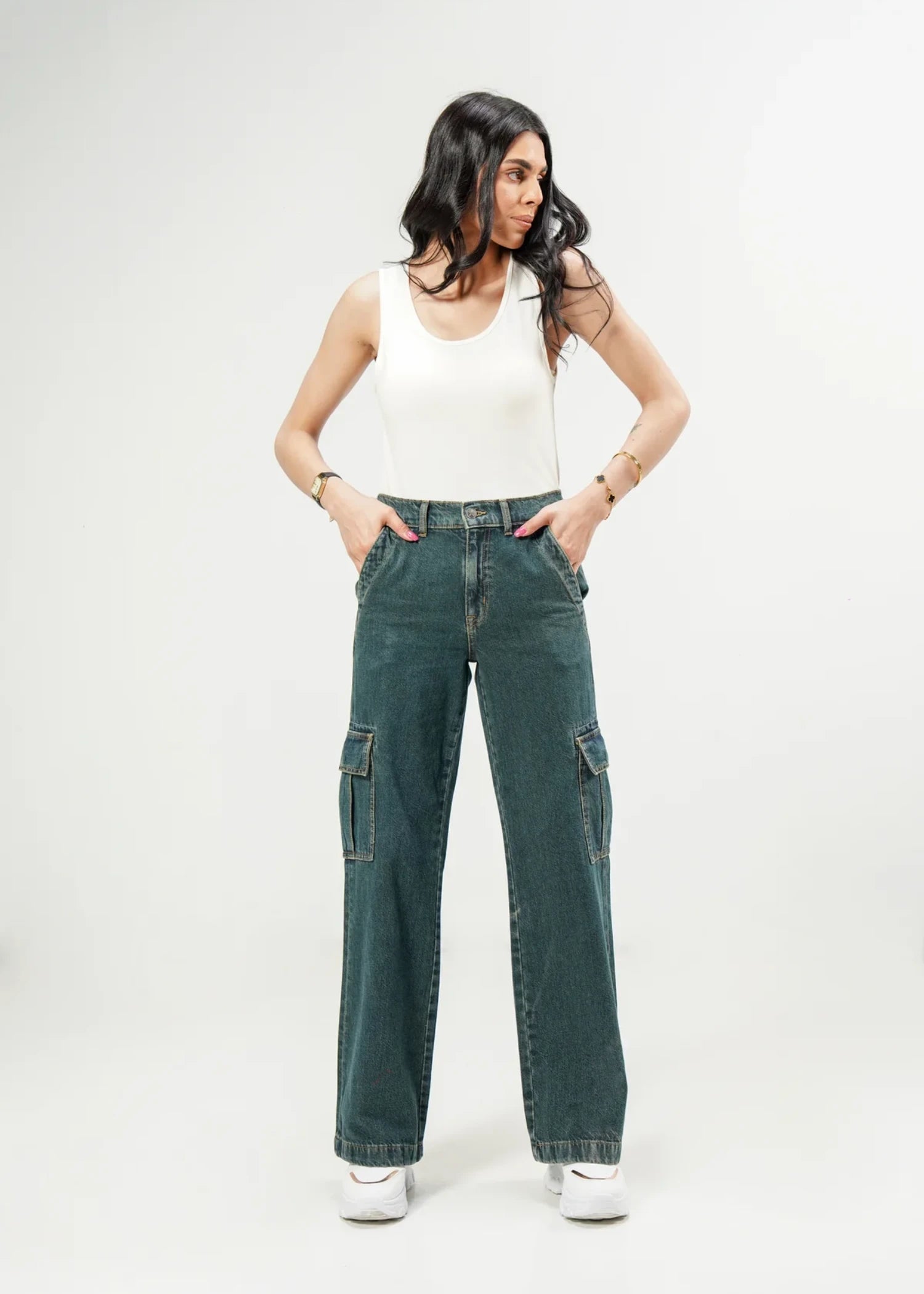 denim Jeans in Hunter green