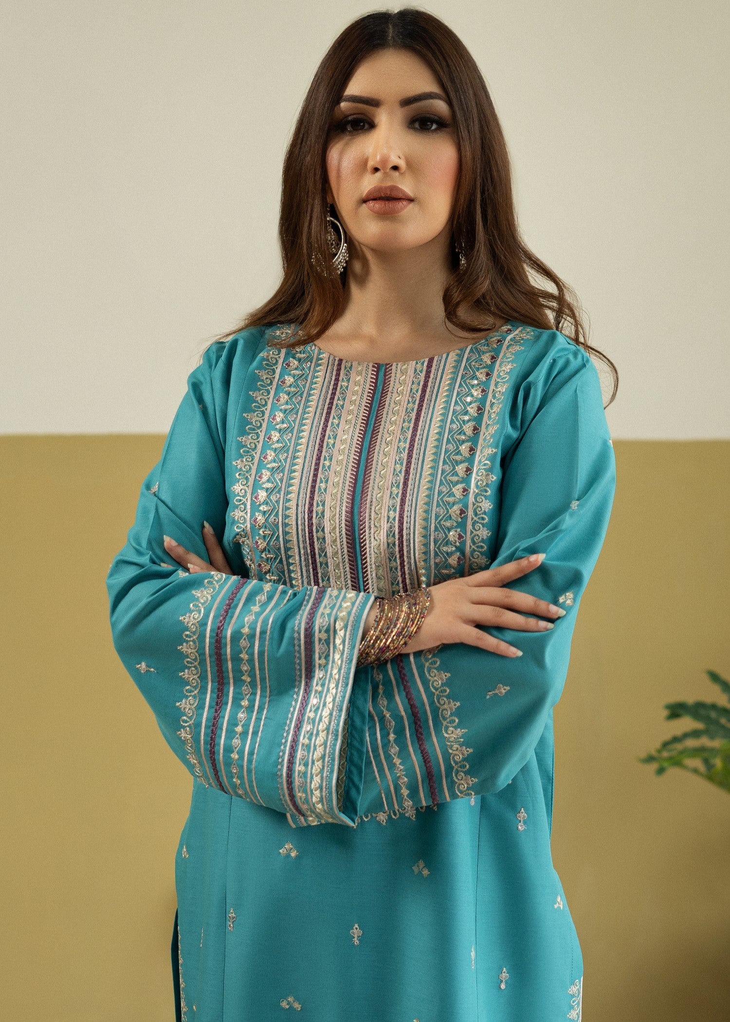lawn Kurta Set in Baby blue