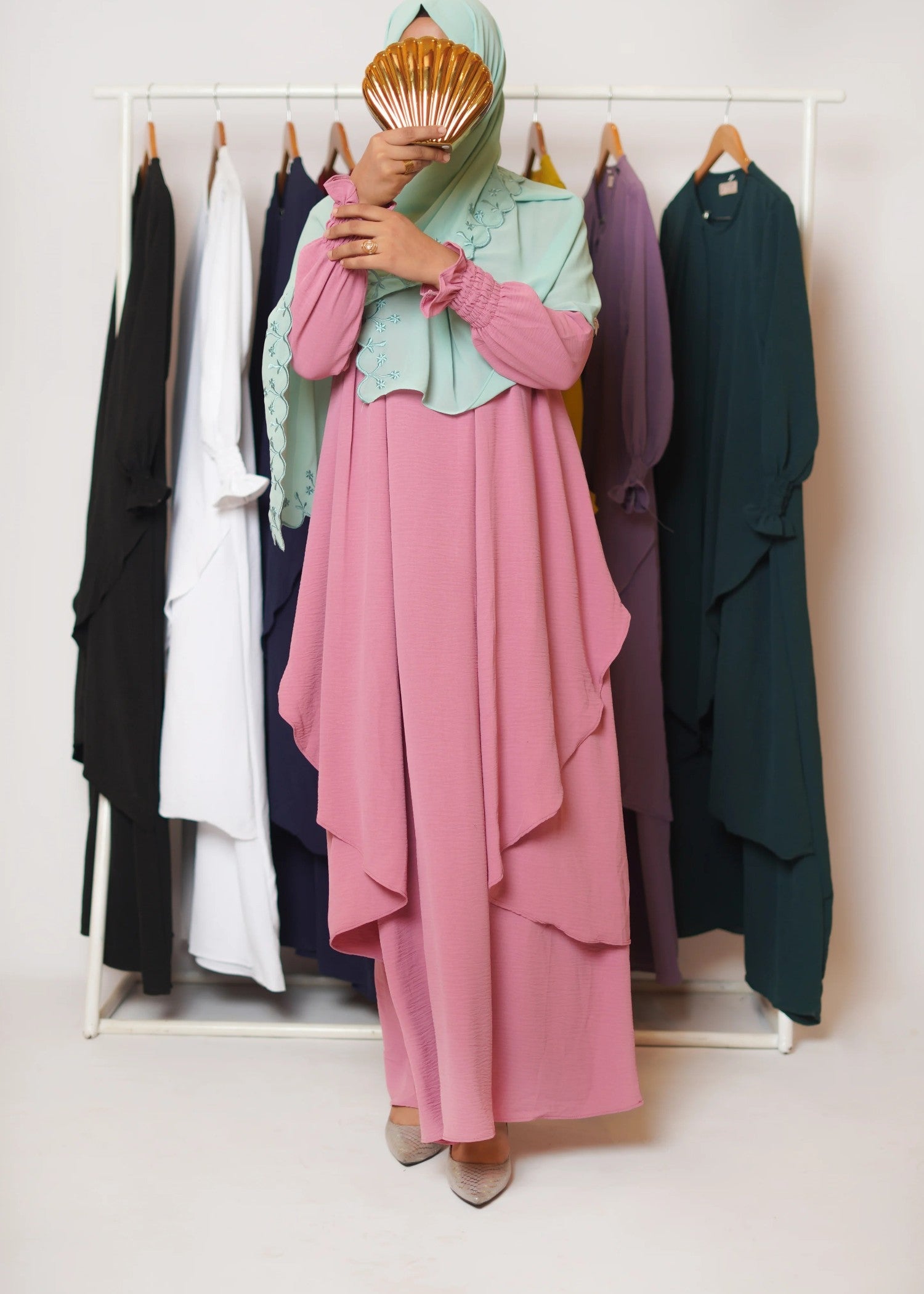 polyester Abaya in Pink