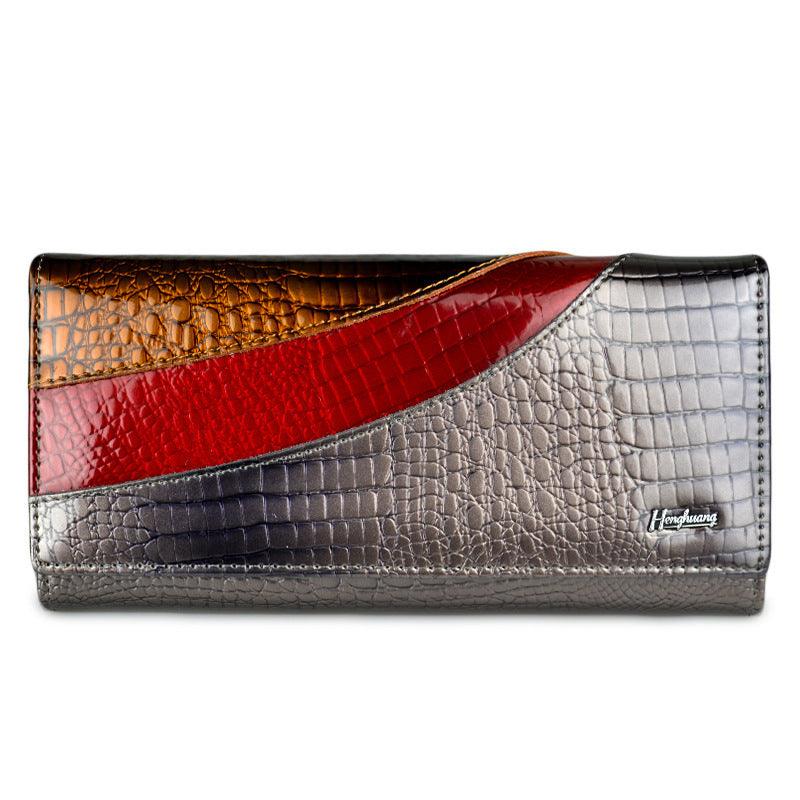 Top layer cowhide patent leather wallet