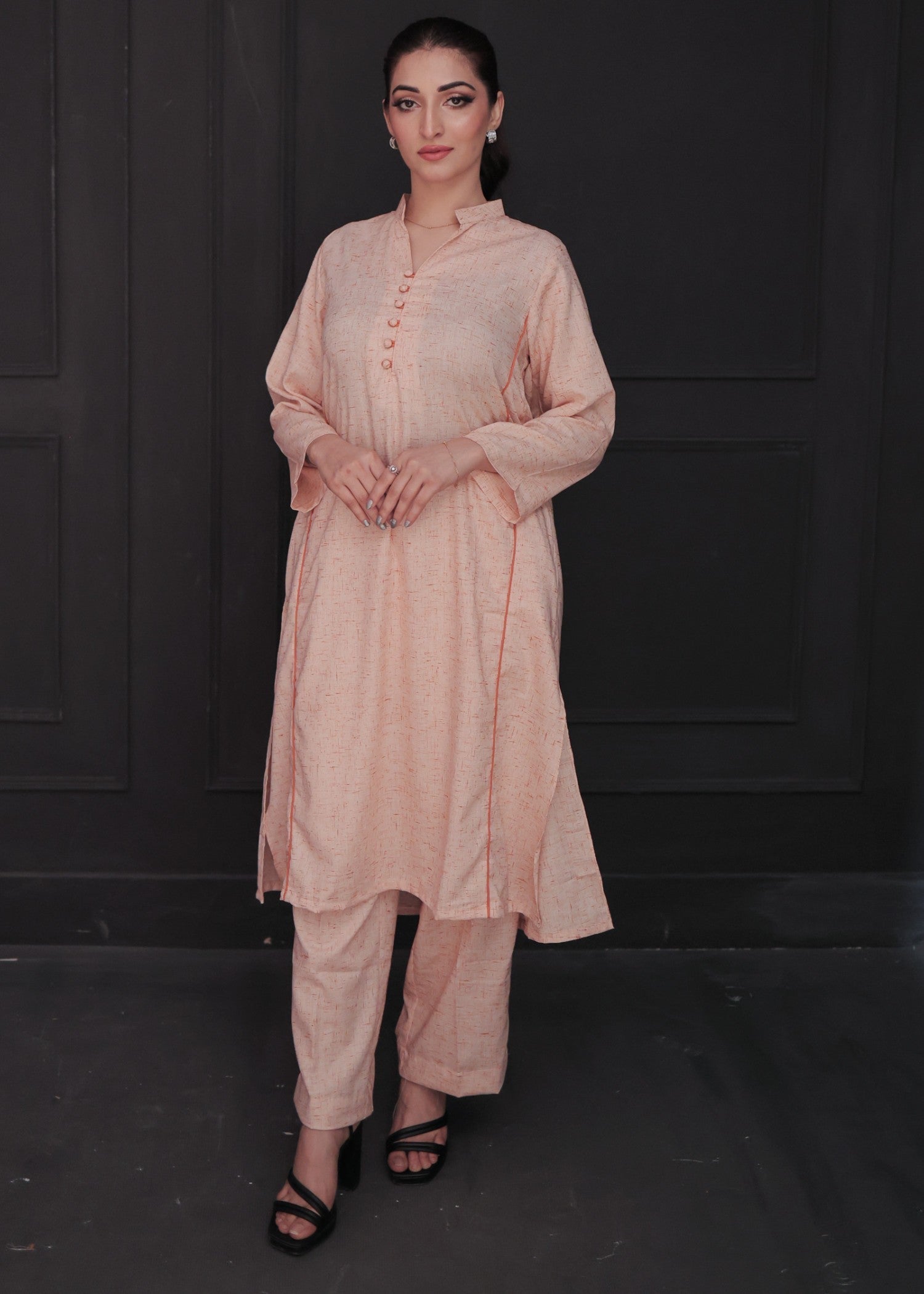 wash & wear Kurta Set in Peach pink