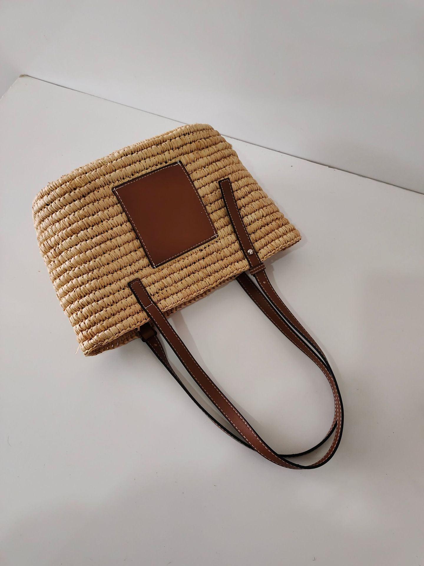 Hand-knitted Straw Woven Bag For Women's Fashion Bucket Beach