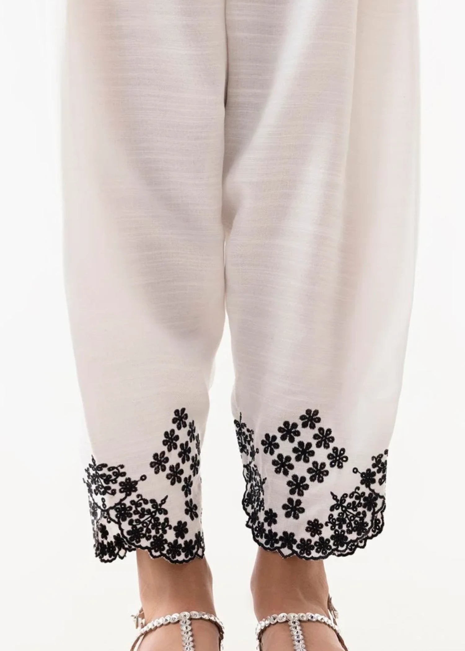 jacquard Shalwar in White