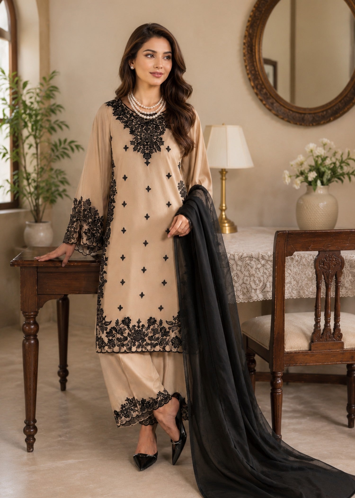linen Kurta Set in Wheat