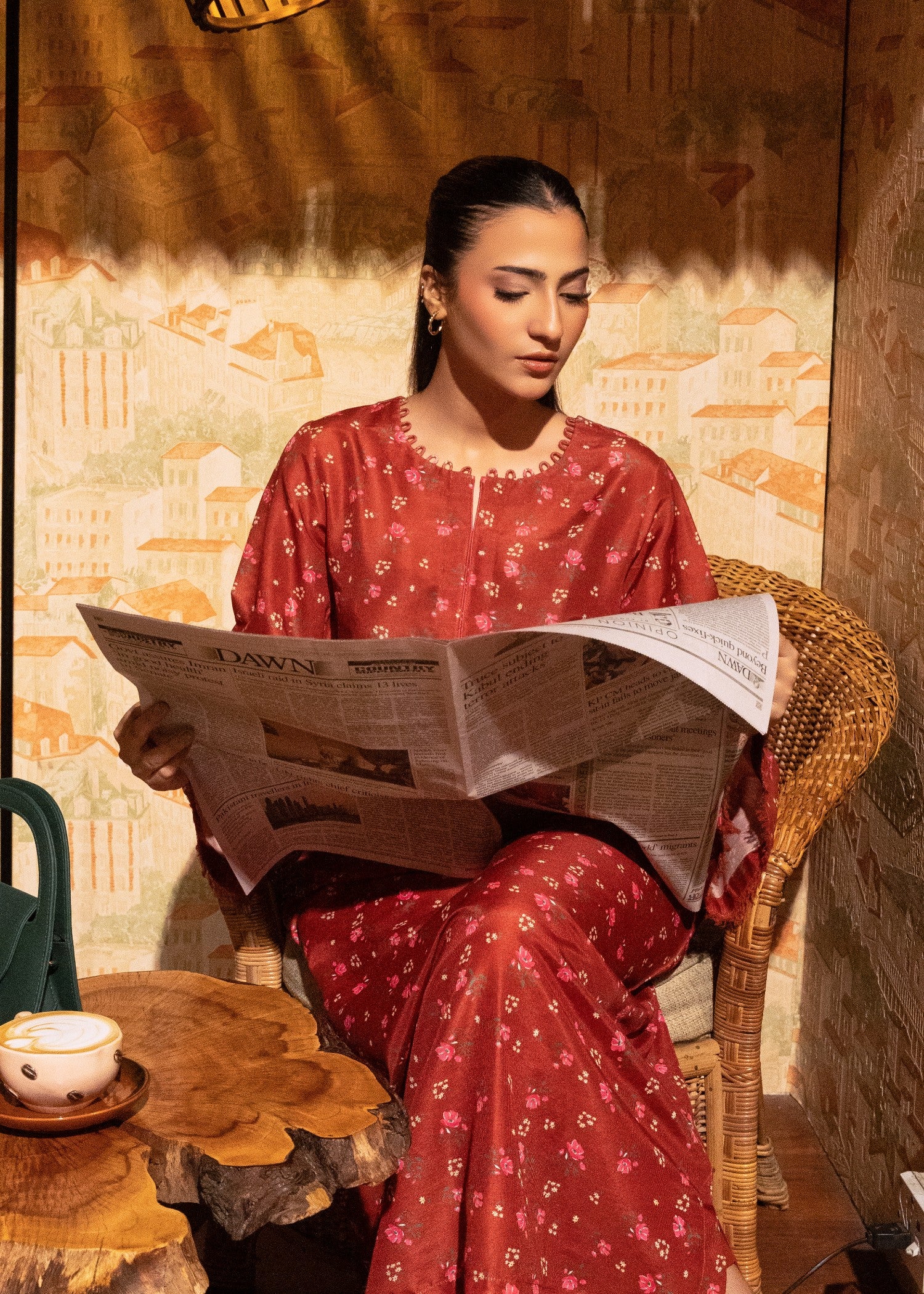 summer khaddar Kaftan in Brown