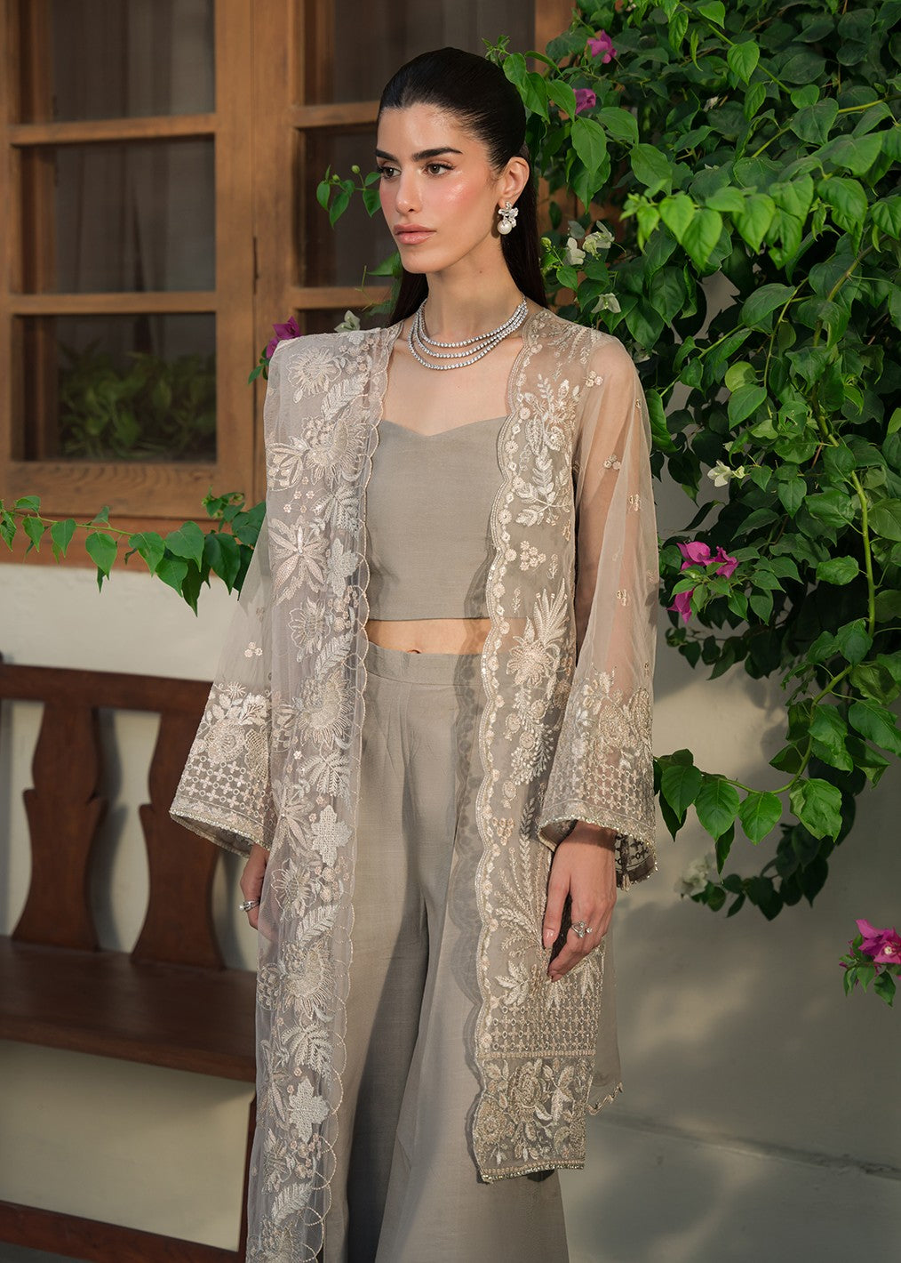 organza Unstitched in Steal grey