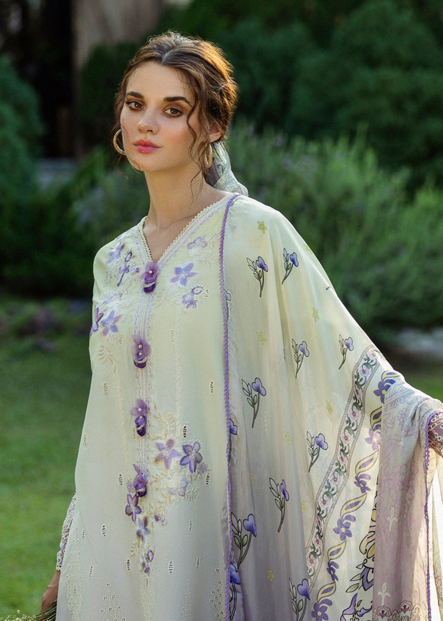 lawn Unstitched in Floral white