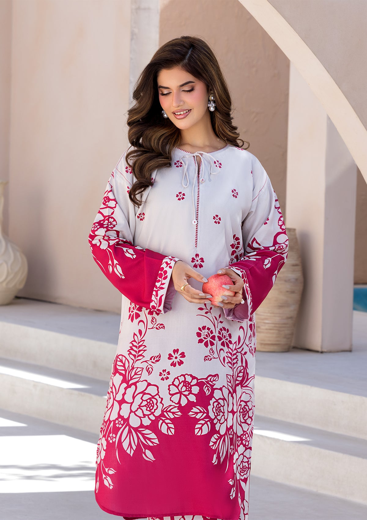 lawn Kurta Set in Beige