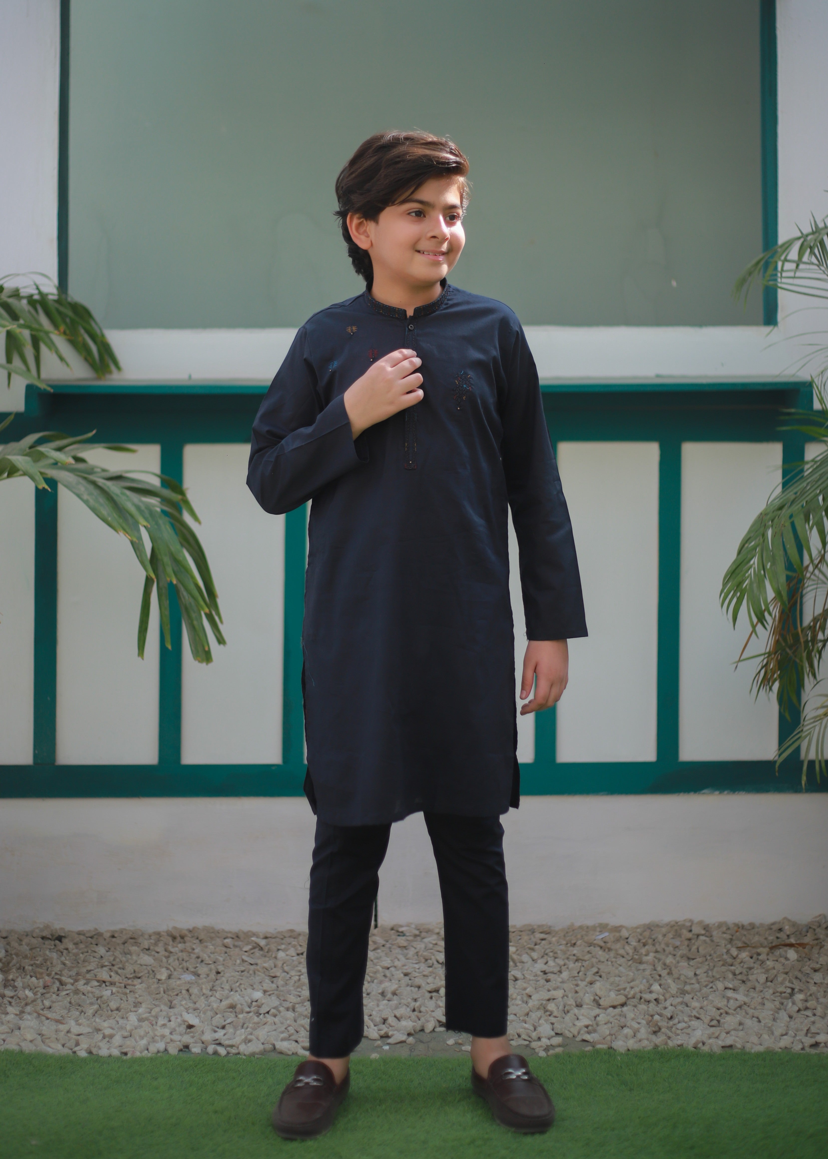 cotton Kurta Set in Prussian blue