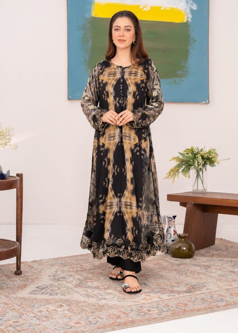 khaddi net Pishwas in Black