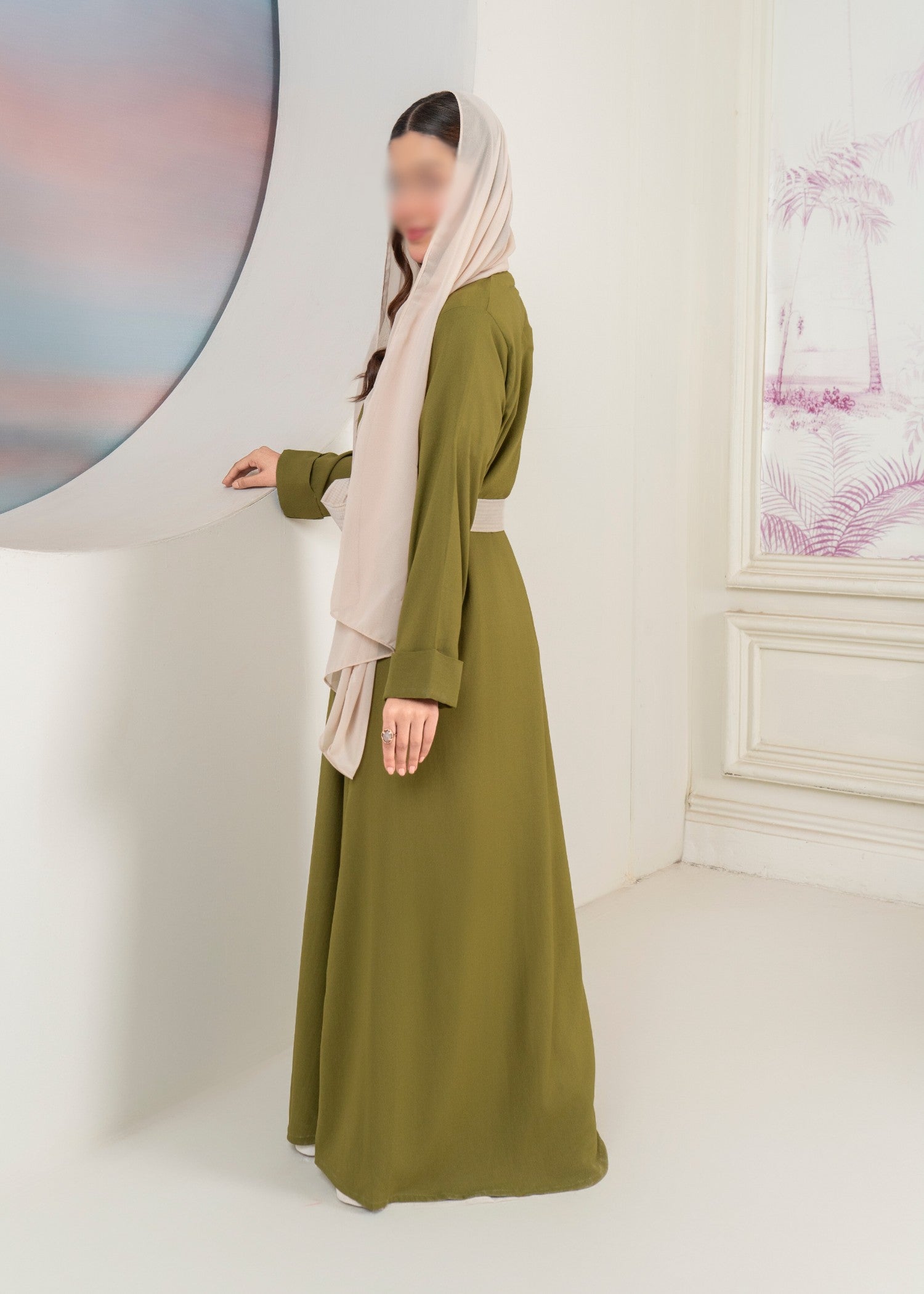 georgette Abaya in Sage green