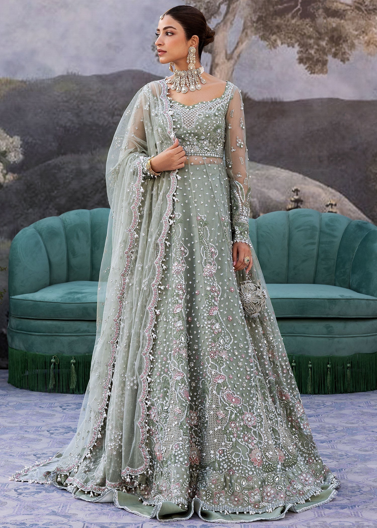net Unstitched in Mint green