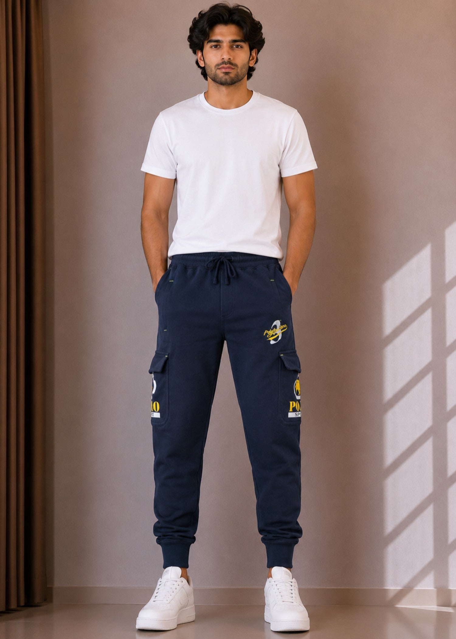 cotton Trousers in Prussian blue