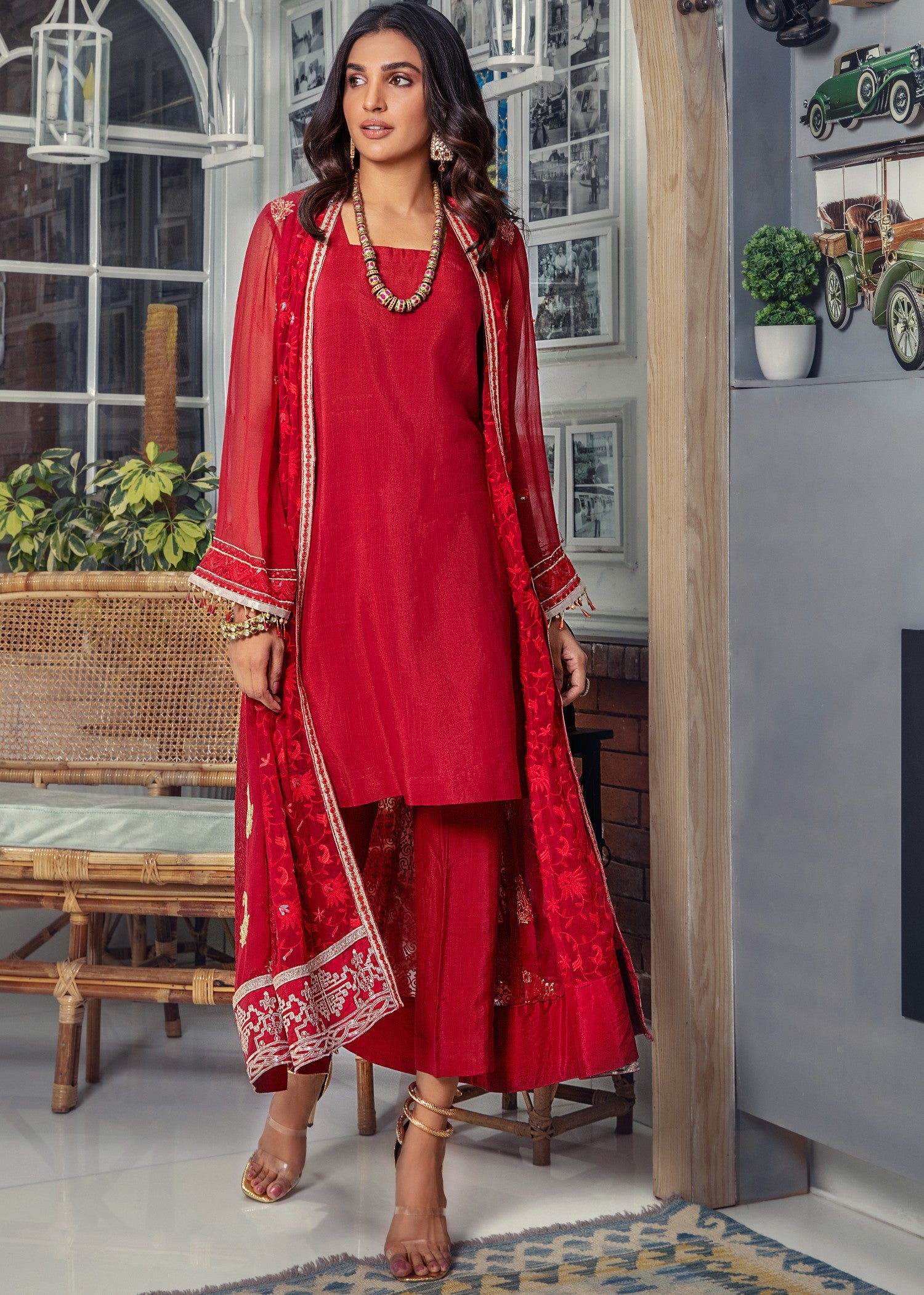 chiffon Gown in Red