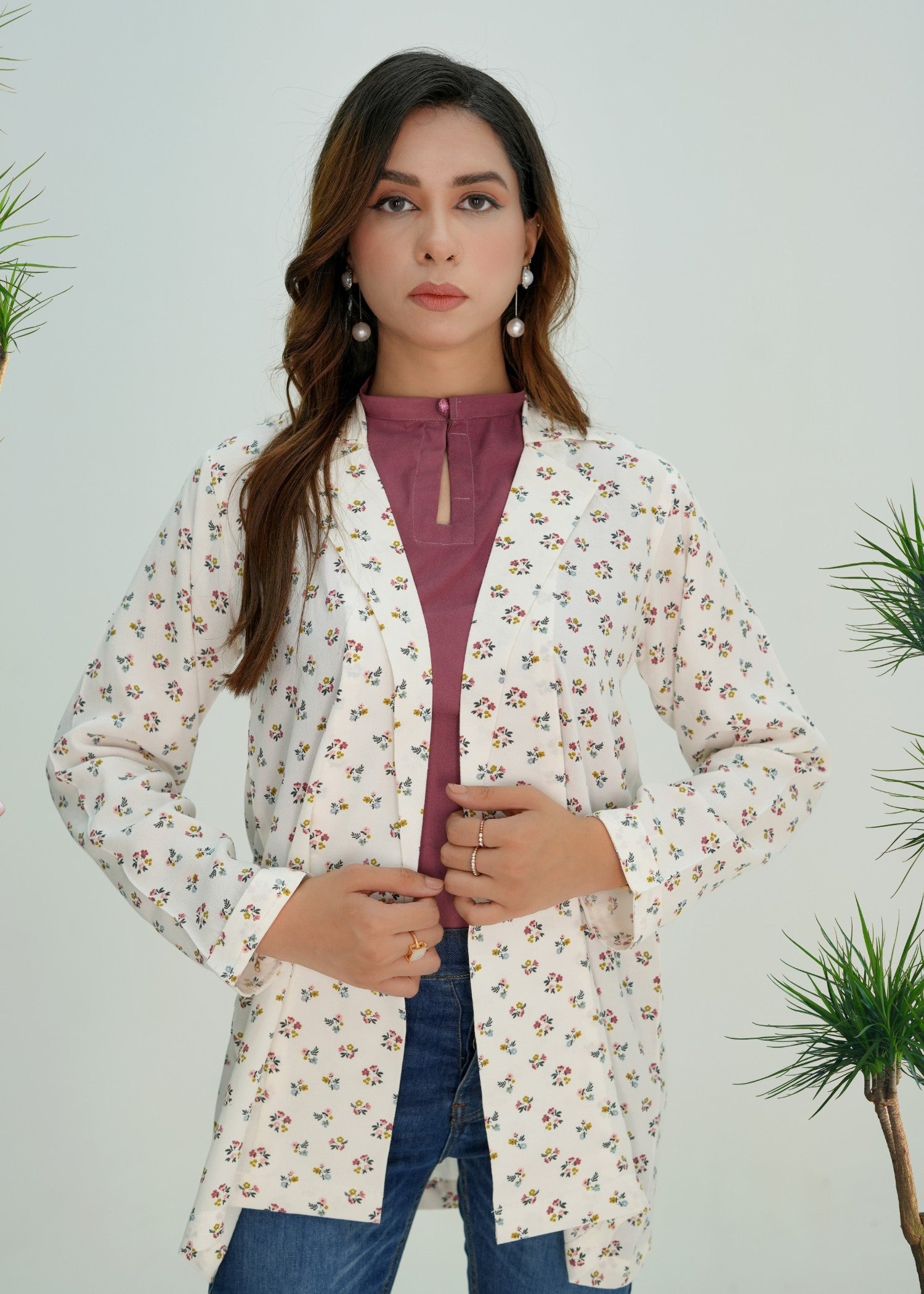 georgette chiffon Blazer in White