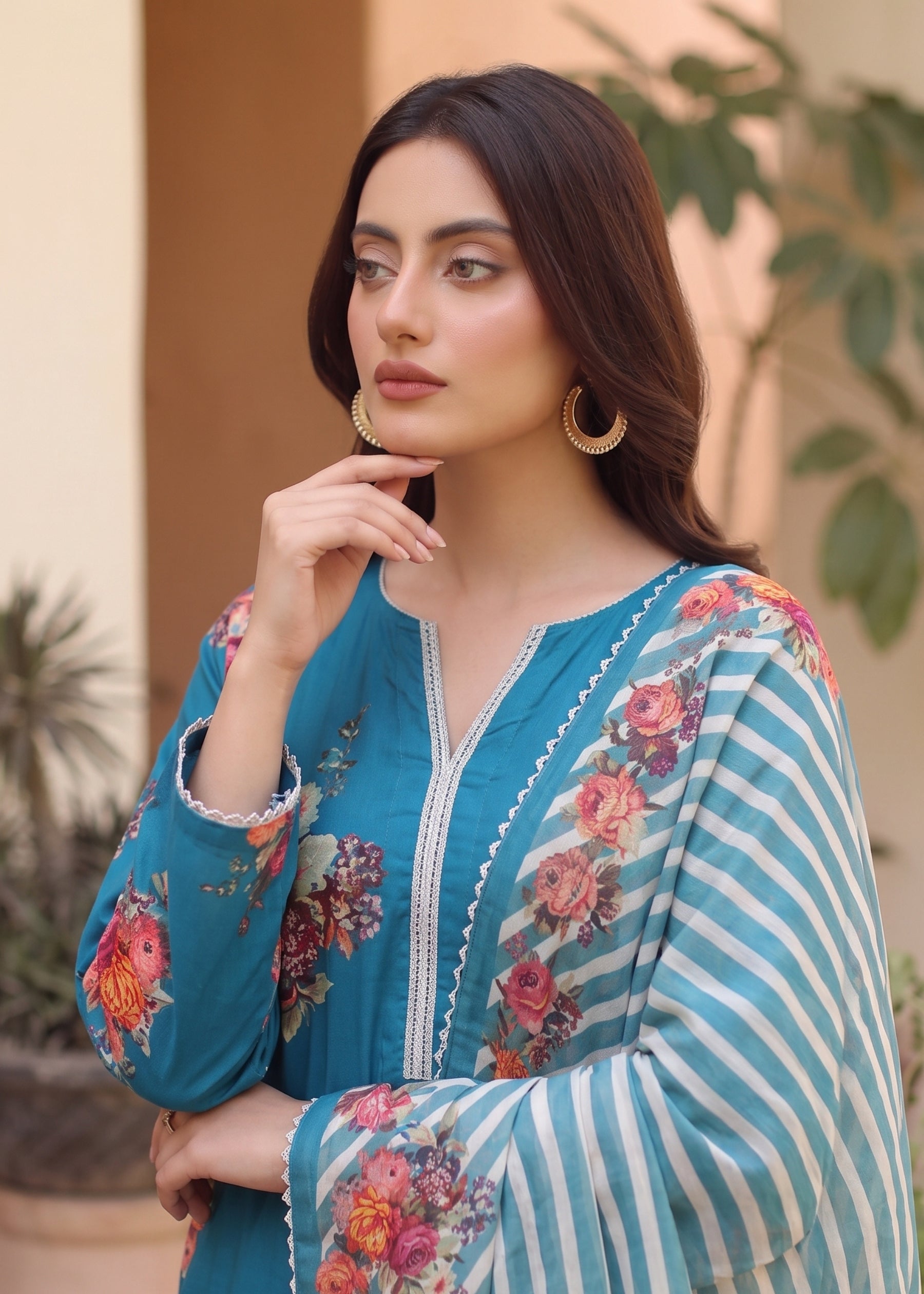 grip Kurta Set in Teal