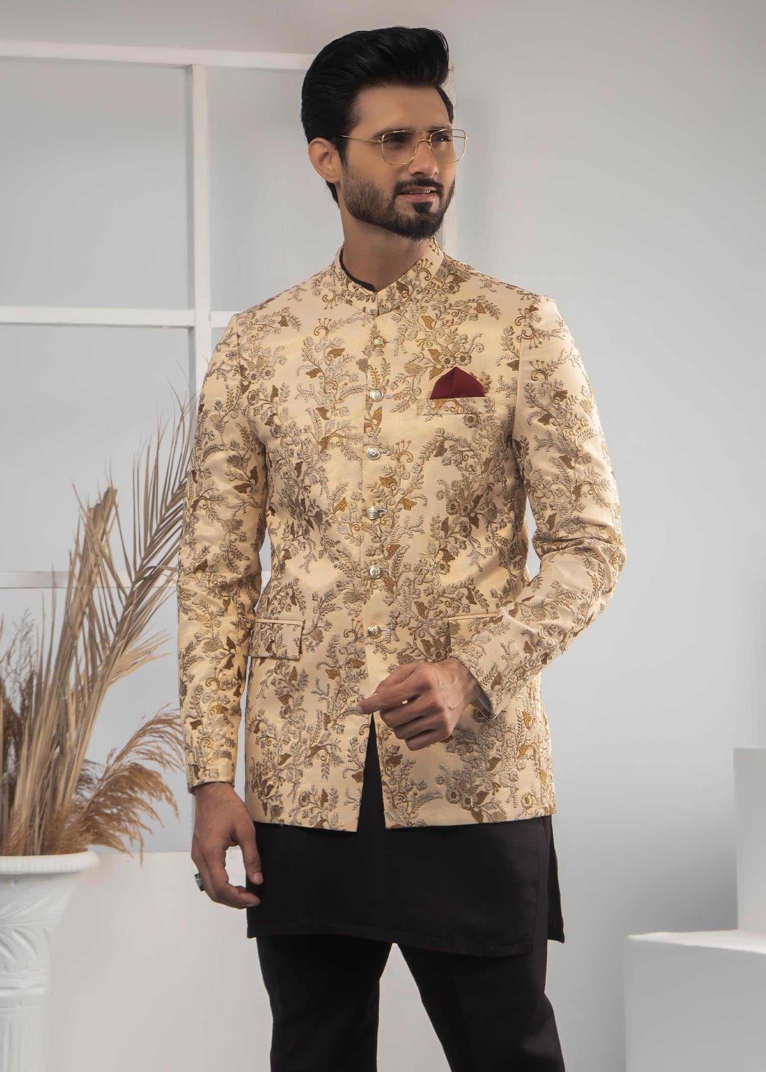 cotton silk Prince Coat in Cream