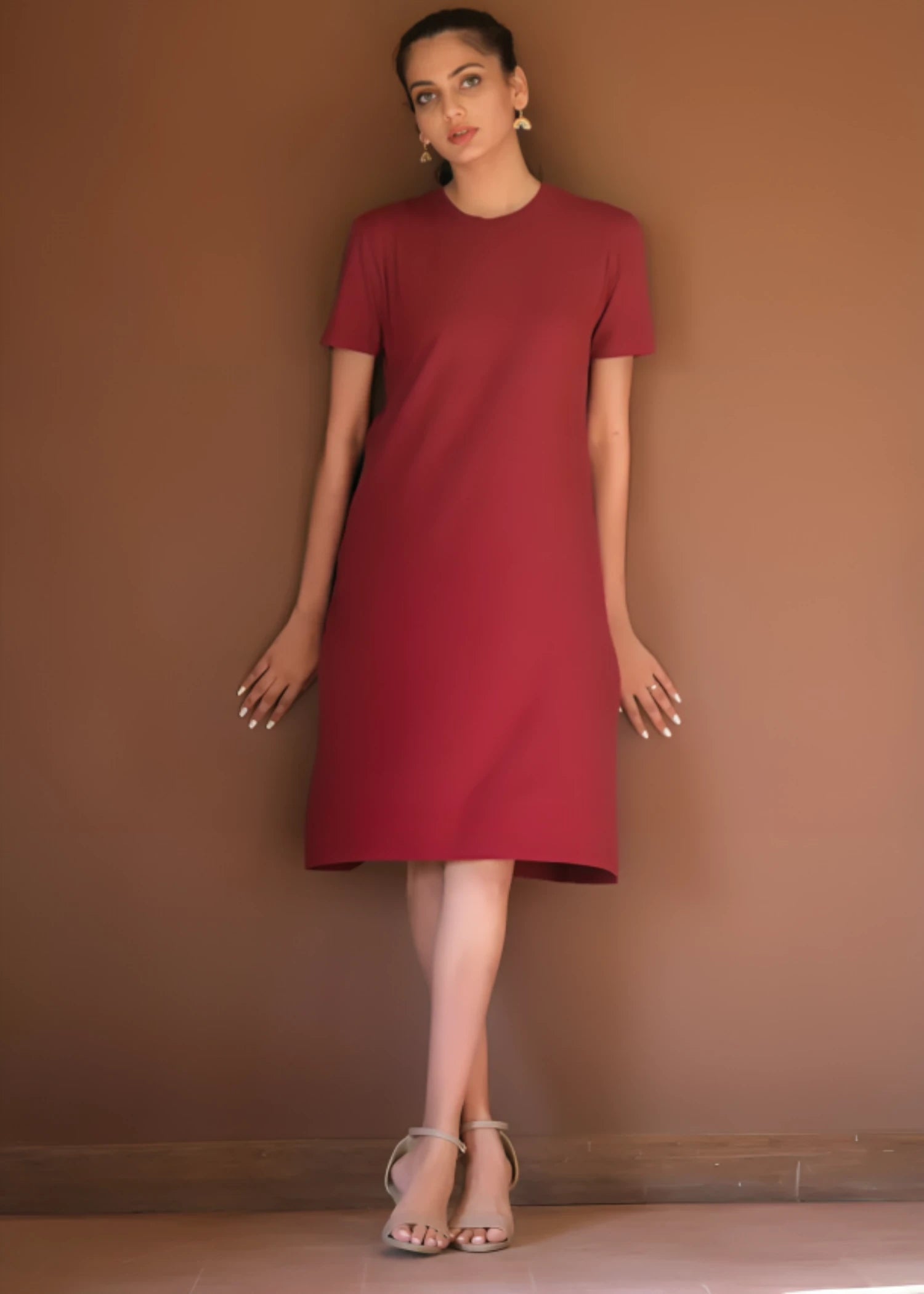jersey knit Dress in Maroon