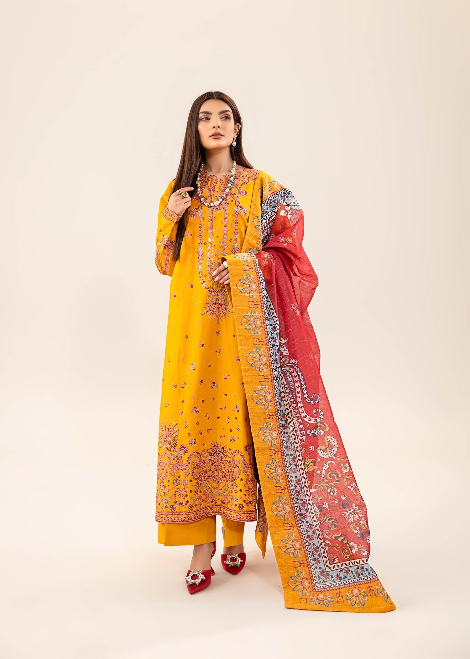 viscose Kurta Set in Mustard