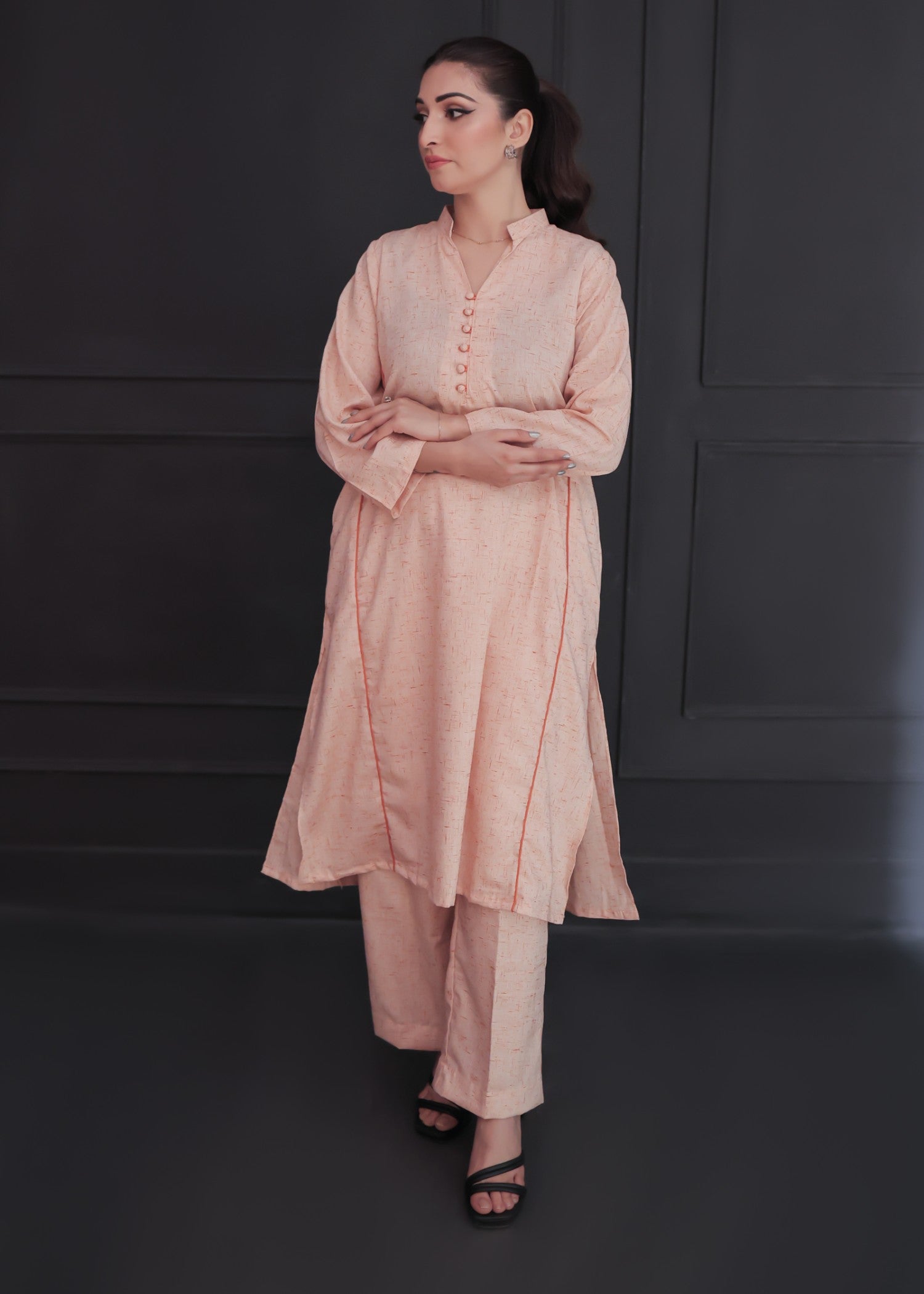 wash & wear Kurta Set in Peach pink