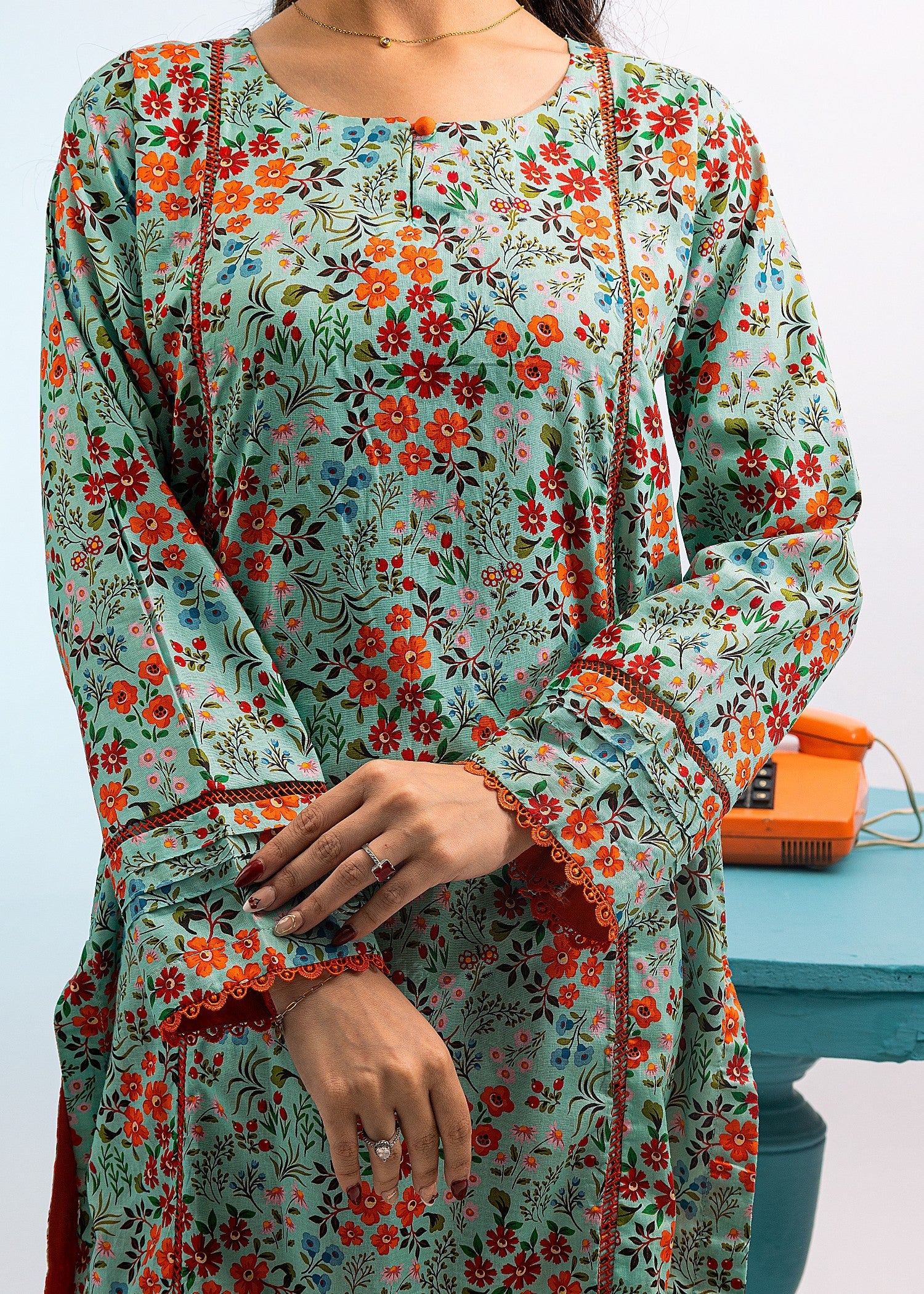 lawn Kurti in Pastel green