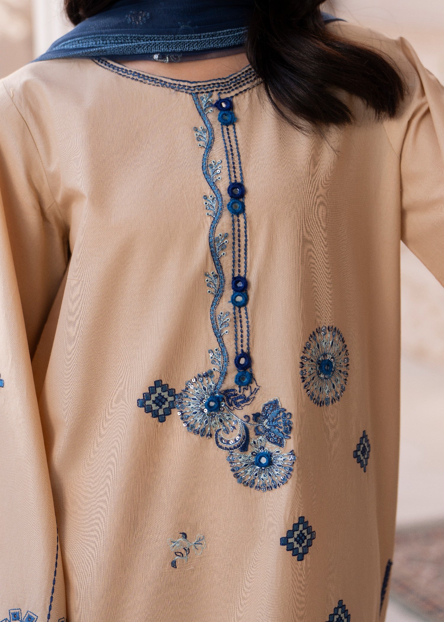 cambric Kurta Set in Buttercream