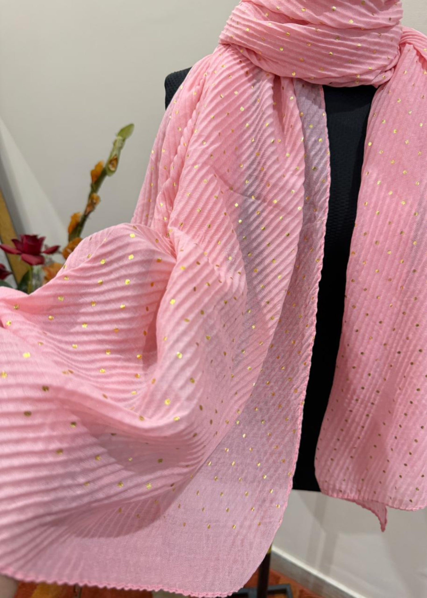 textured lawn Hijab in Cherry blossom pink