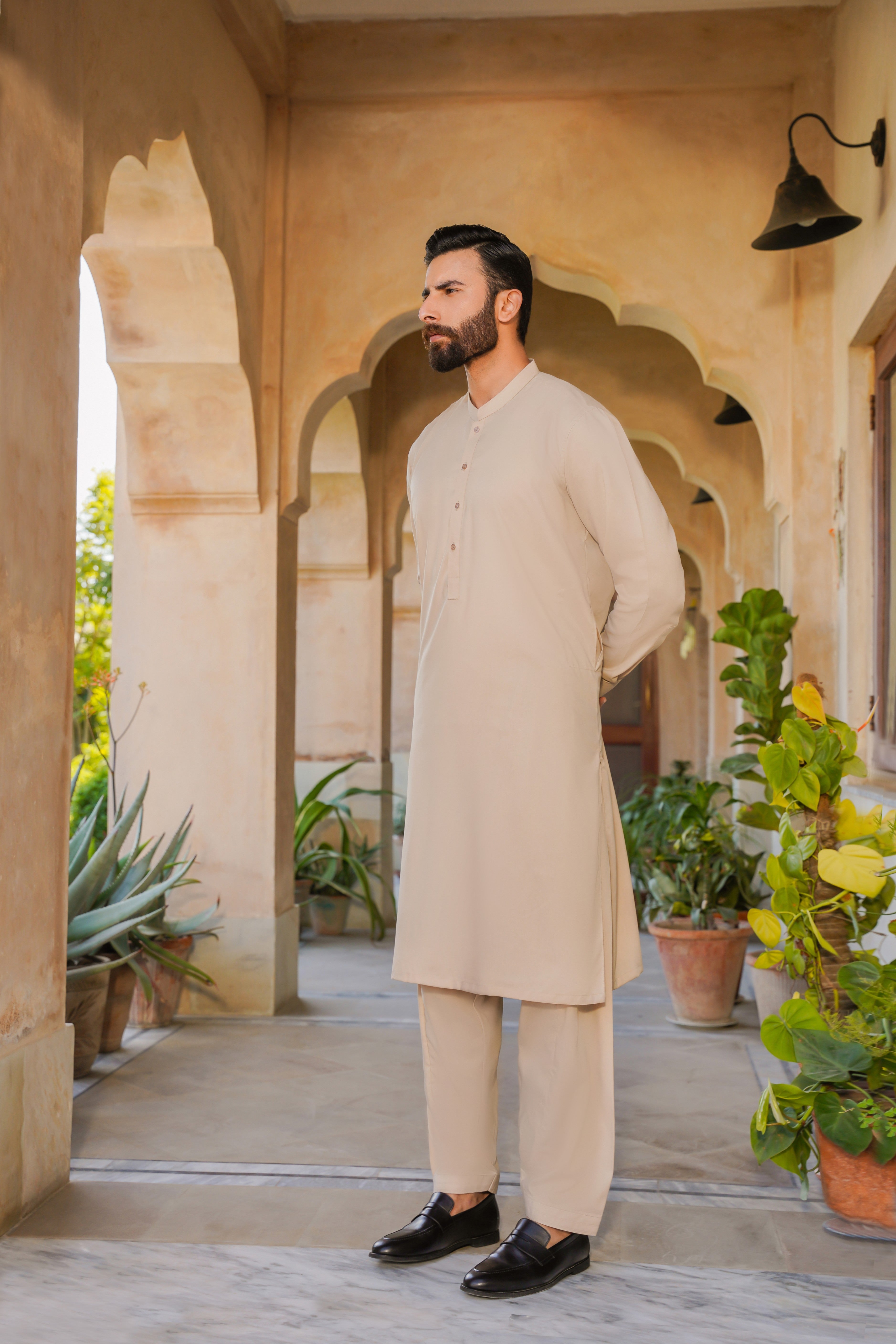 cotton Shalwar Kameez in Beige