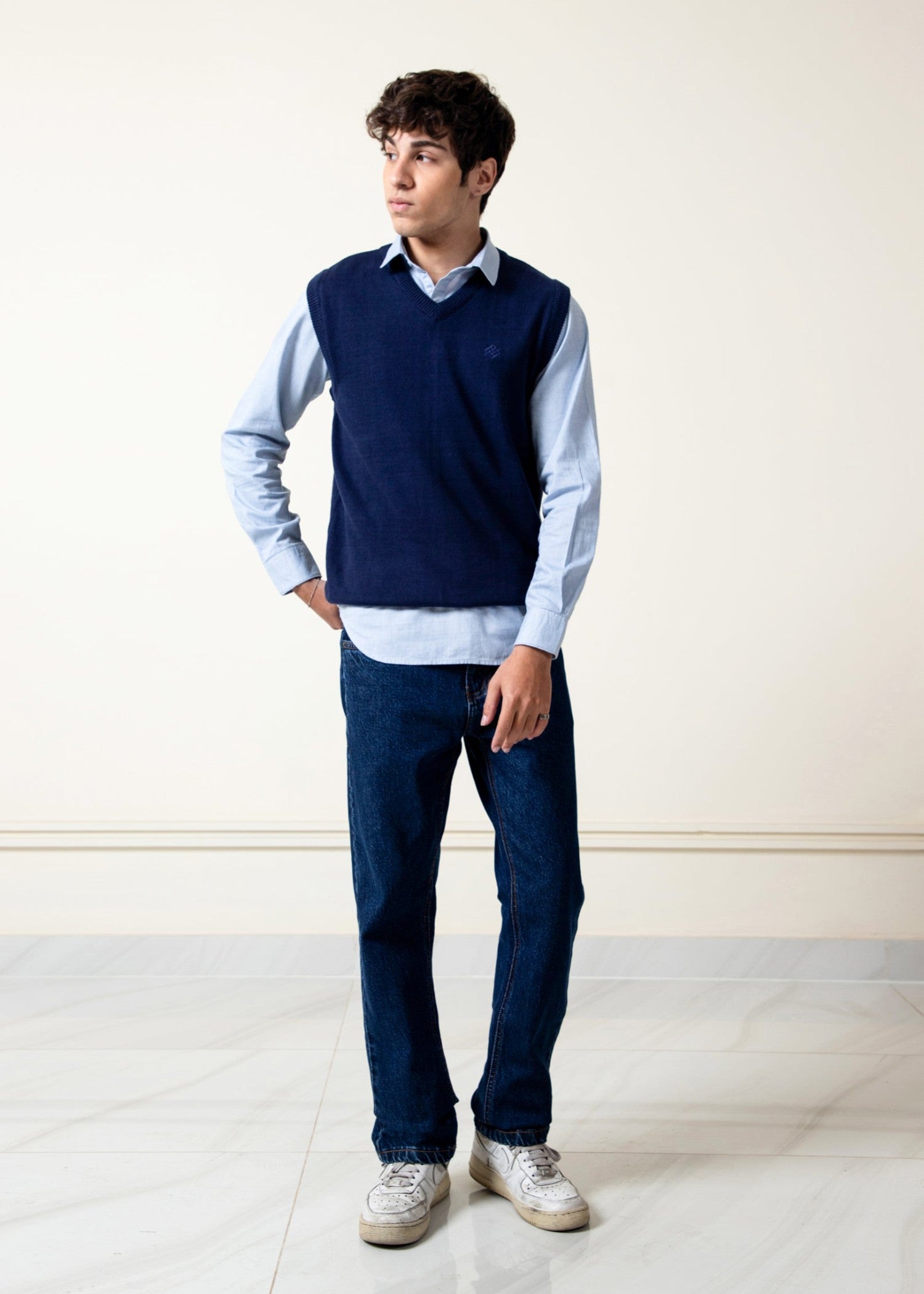 cotton Sweater in Navy blue